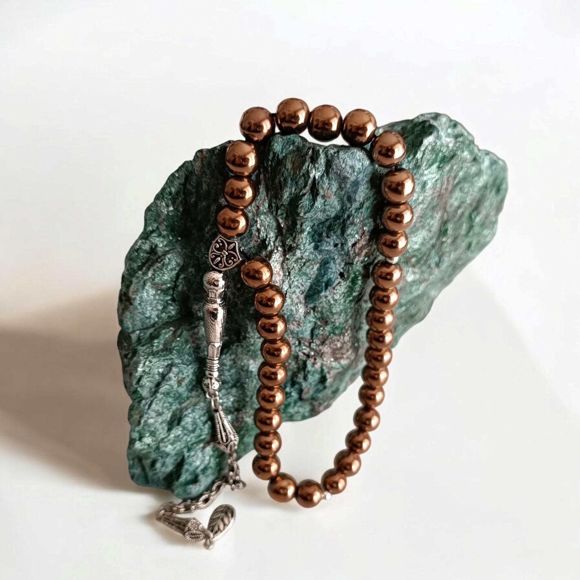 Bronze Hematite Tasbih, Gemstone Rosary, Muslim Prayer Beads, 10mm Subha, Tasbeeh Favor, Masbaha Hematite, Tasbih 33, Bronze Worry Beads - image 5