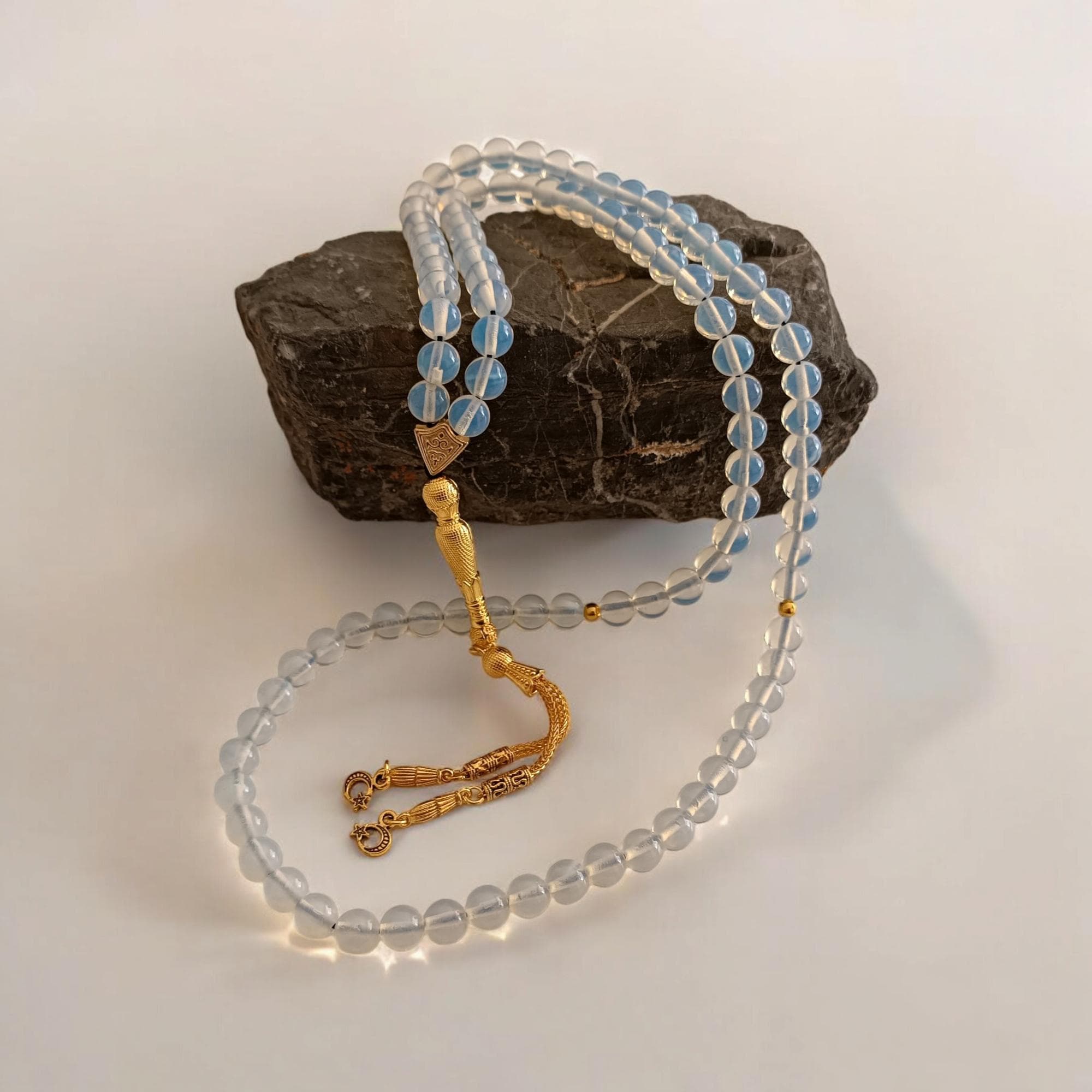 Opalite Rosary, Tasbih 99, Muslim Rosary Beads, Islamic Prayer Beads, Blue Tasbih, Opal Rosary, Tasbeeh Gift, Misbaha, Subha, Tasbih Favor - image 5
