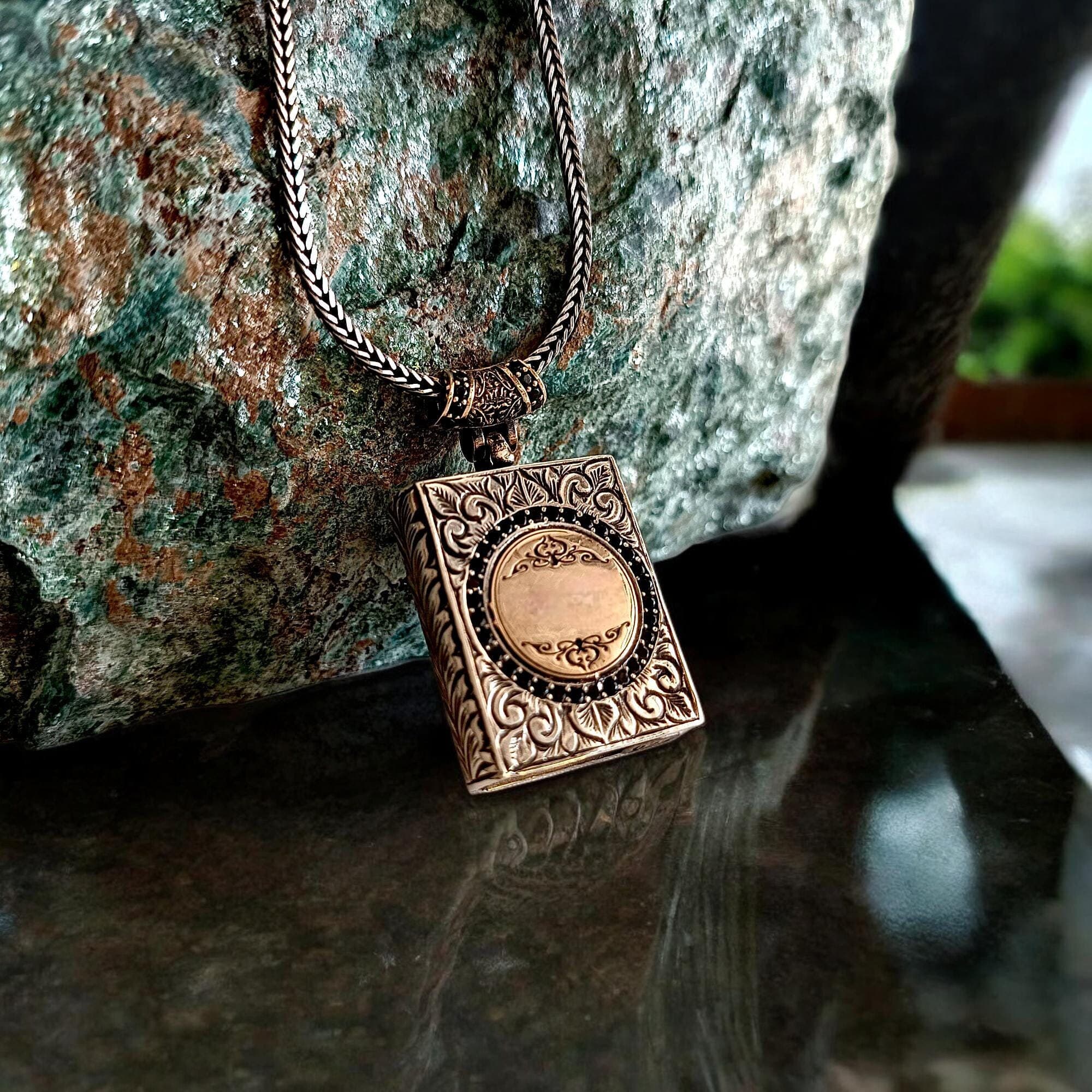 Customizable Christmas Gift, Silver Christmas Gift, Sterling Silver Engraving Book Necklace, Silver Book Pendant, Personalized Book Locket - image 4