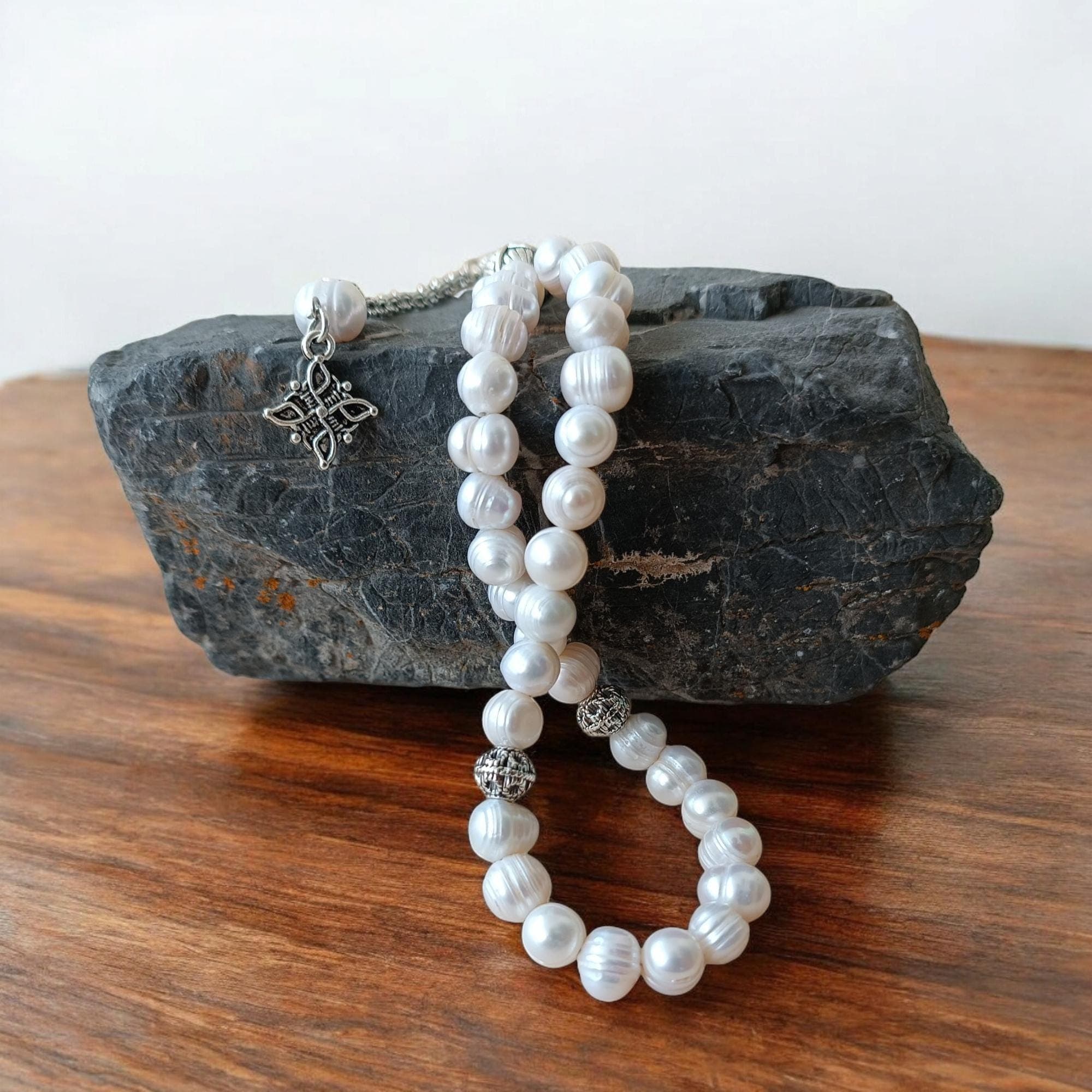Pearl Prayer Beads, Tasbih 33, Gemstone Rosary, Tasbeeh Personalized, Subha, Misbah, Stress Beads, Muslim Tasbih, Islamic Gift, White Rosary
