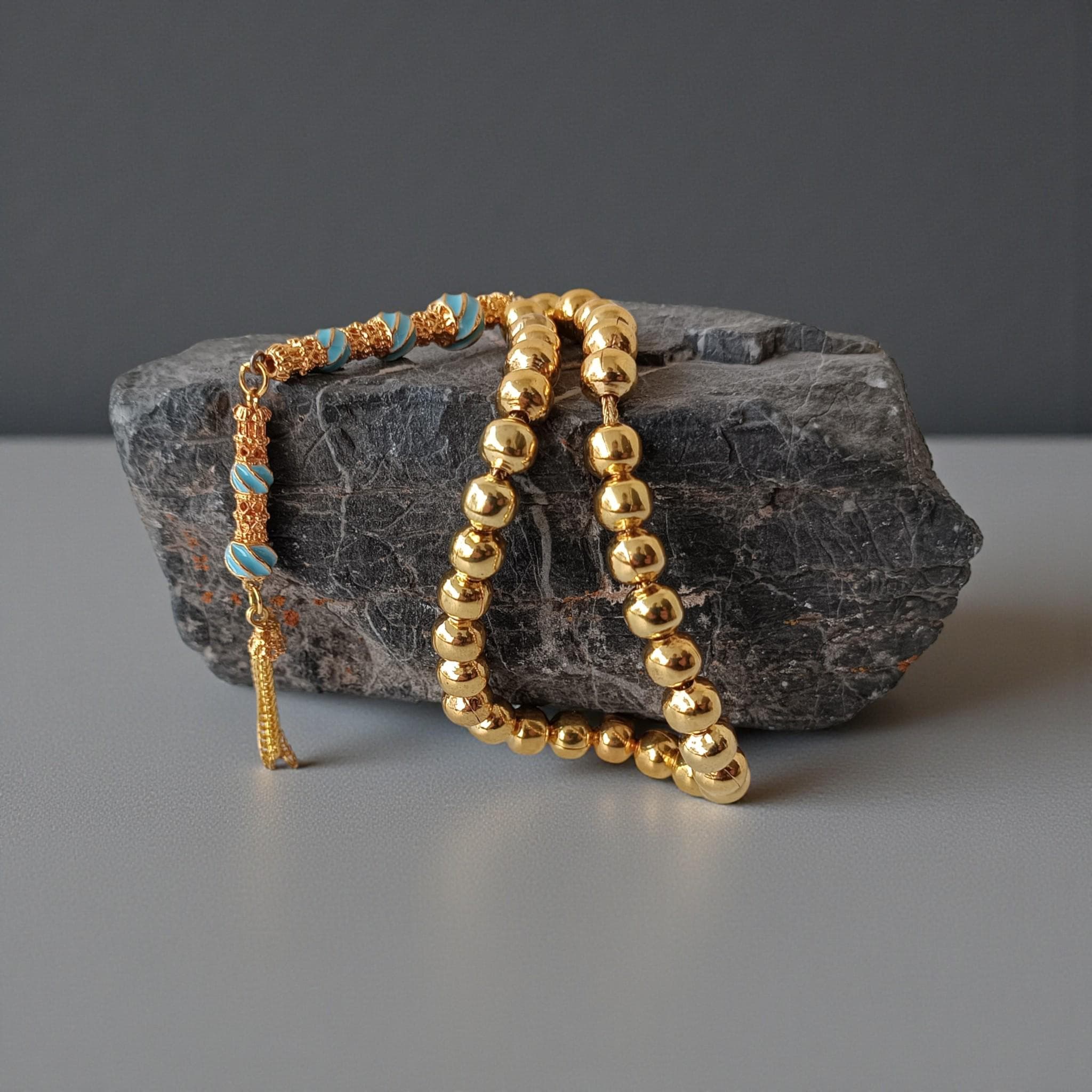Gold Color Metal Tasbih, Tasbeeh 33, Muslim Prayer Beads, Metal Rosary Beads, Sibha, Misbaha, Islamic Gift, Tasbih Gift - image 4