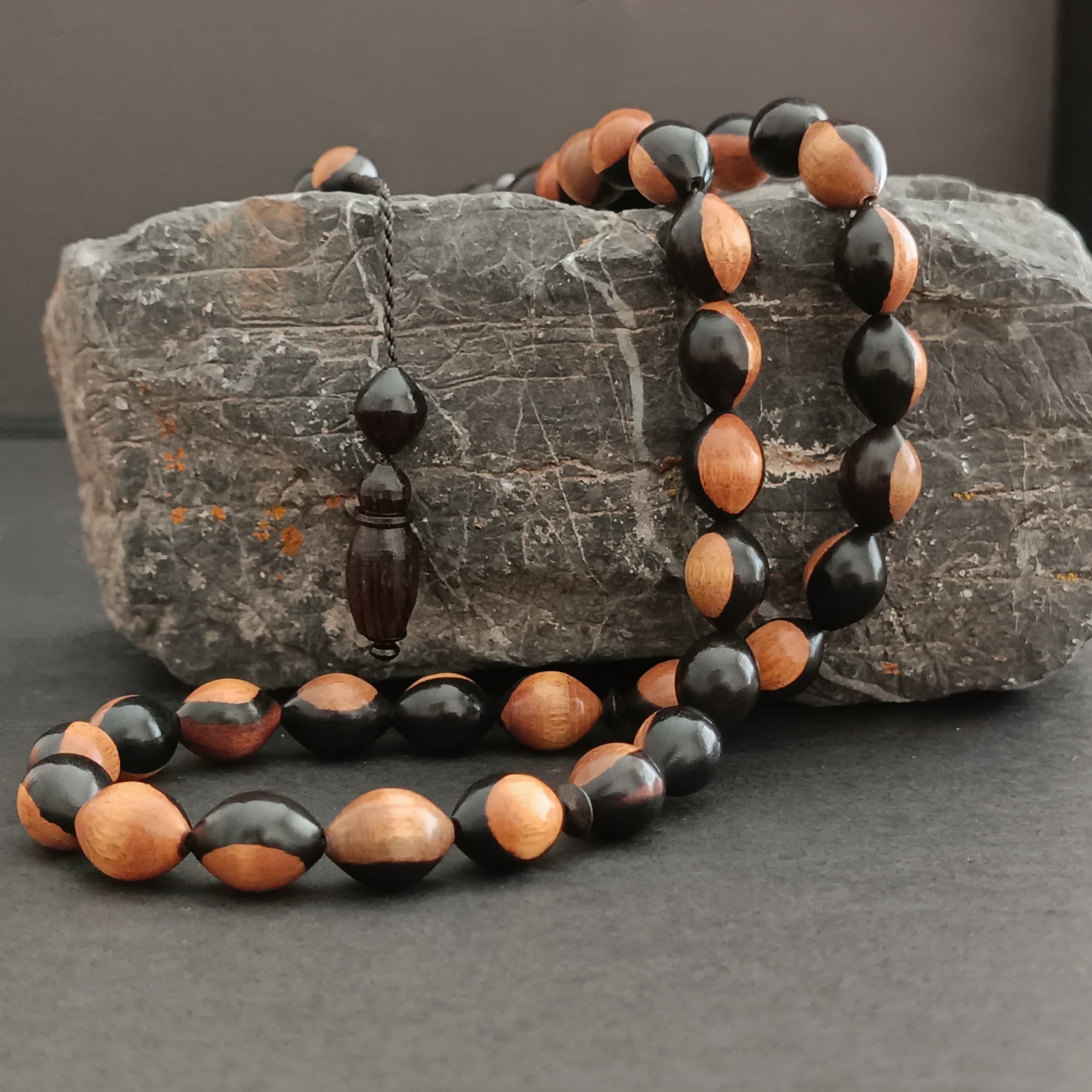 Wooden Tasbeeh, Tasbih 33, Ebony Tree Rosary, Islamic Prayer Beads, Chapelet Muslim, Handcrafted Subha, Misbaha Gift, Black Wood Tasbih - image 5