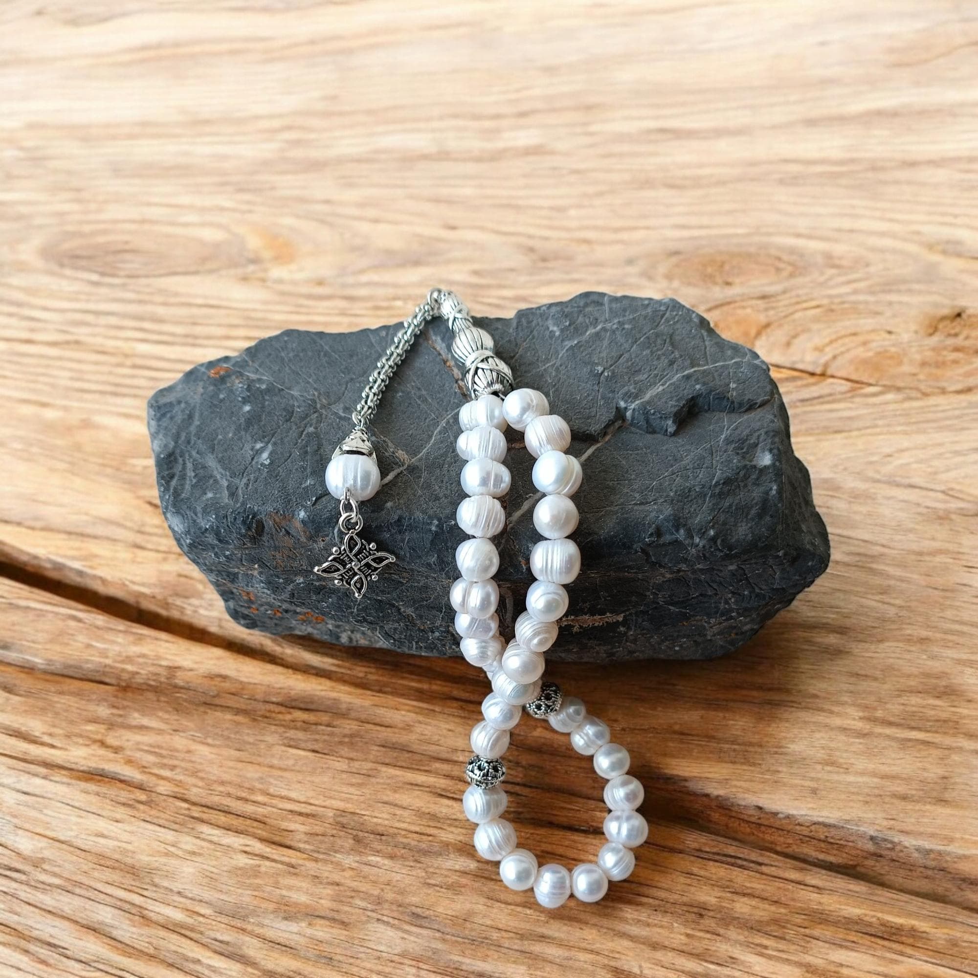 Pearl Prayer Beads, Tasbih 33, Gemstone Rosary, Tasbeeh Personalized, Subha, Misbah, Stress Beads, Muslim Tasbih, Islamic Gift, White Rosary - image 3