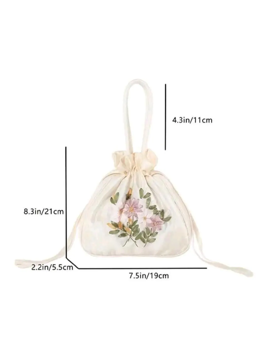 Embroidered Silk Potli Bag, Elegant Floral Evening Pouch - image 3