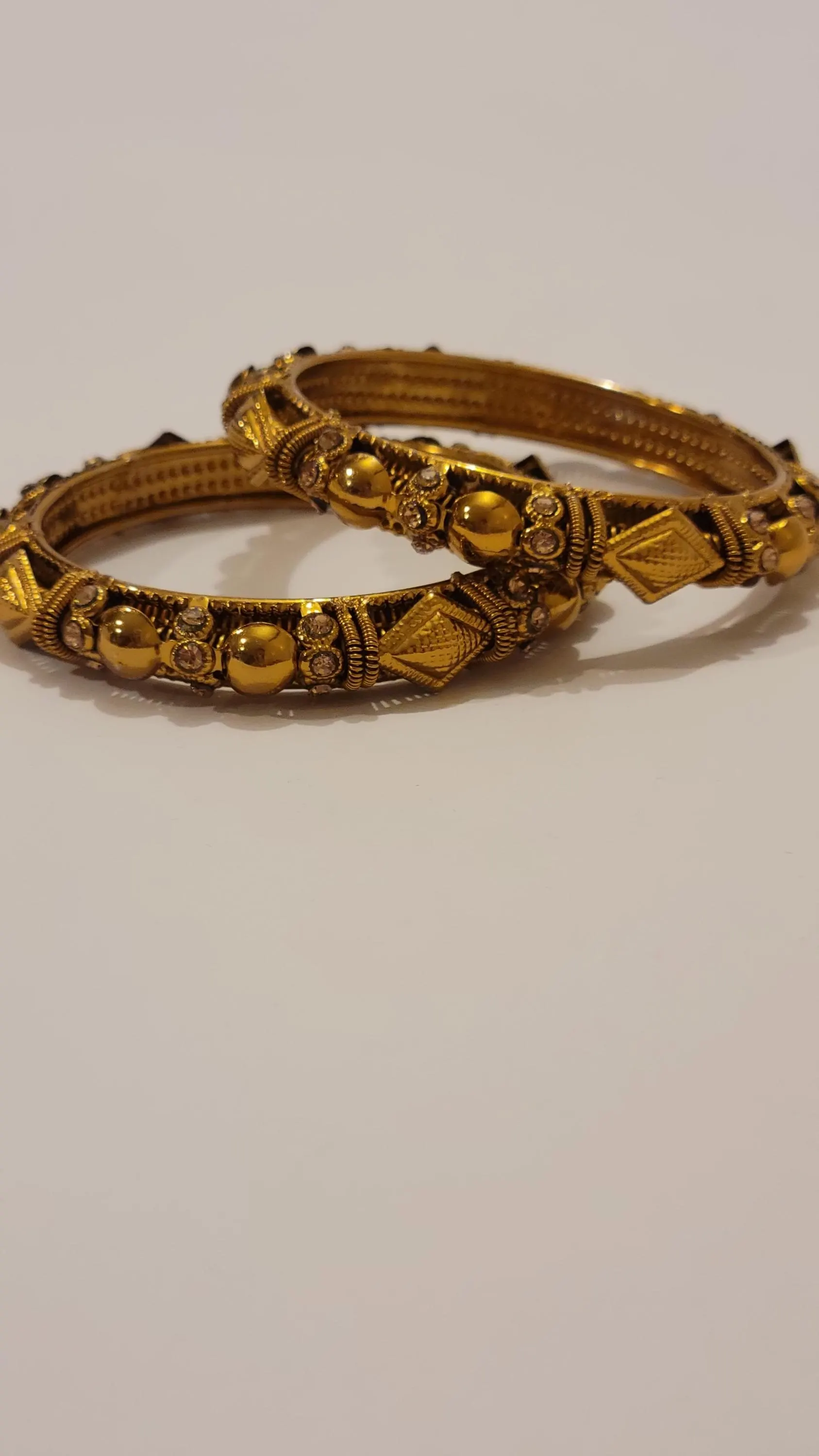 Oxidized Gold Bangles Set, Indian Tribal Jewelry (Size Large) - image 3