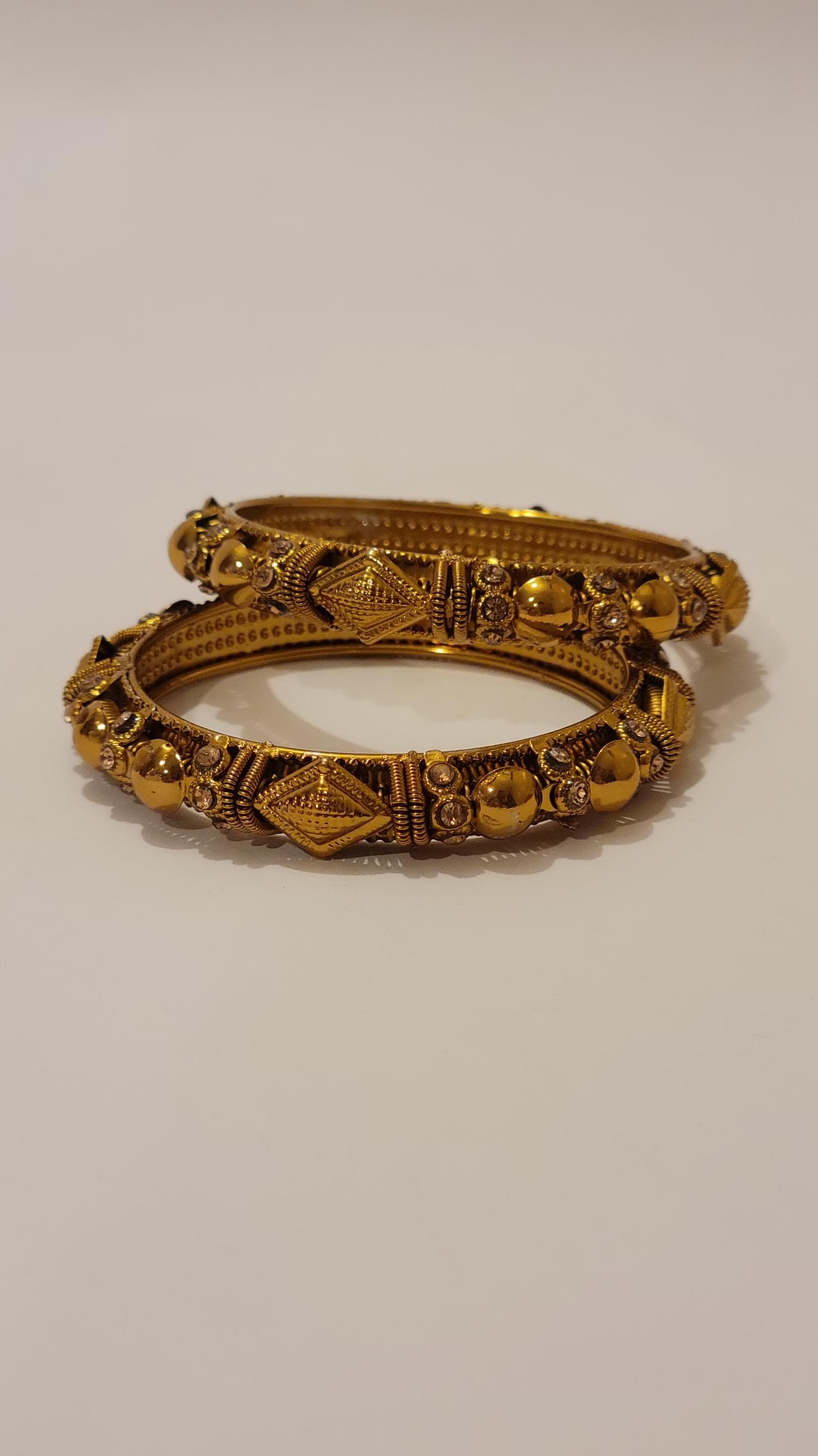 Oxidized Gold Bangles Set, Indian Tribal Jewelry (Size Large) - image 4