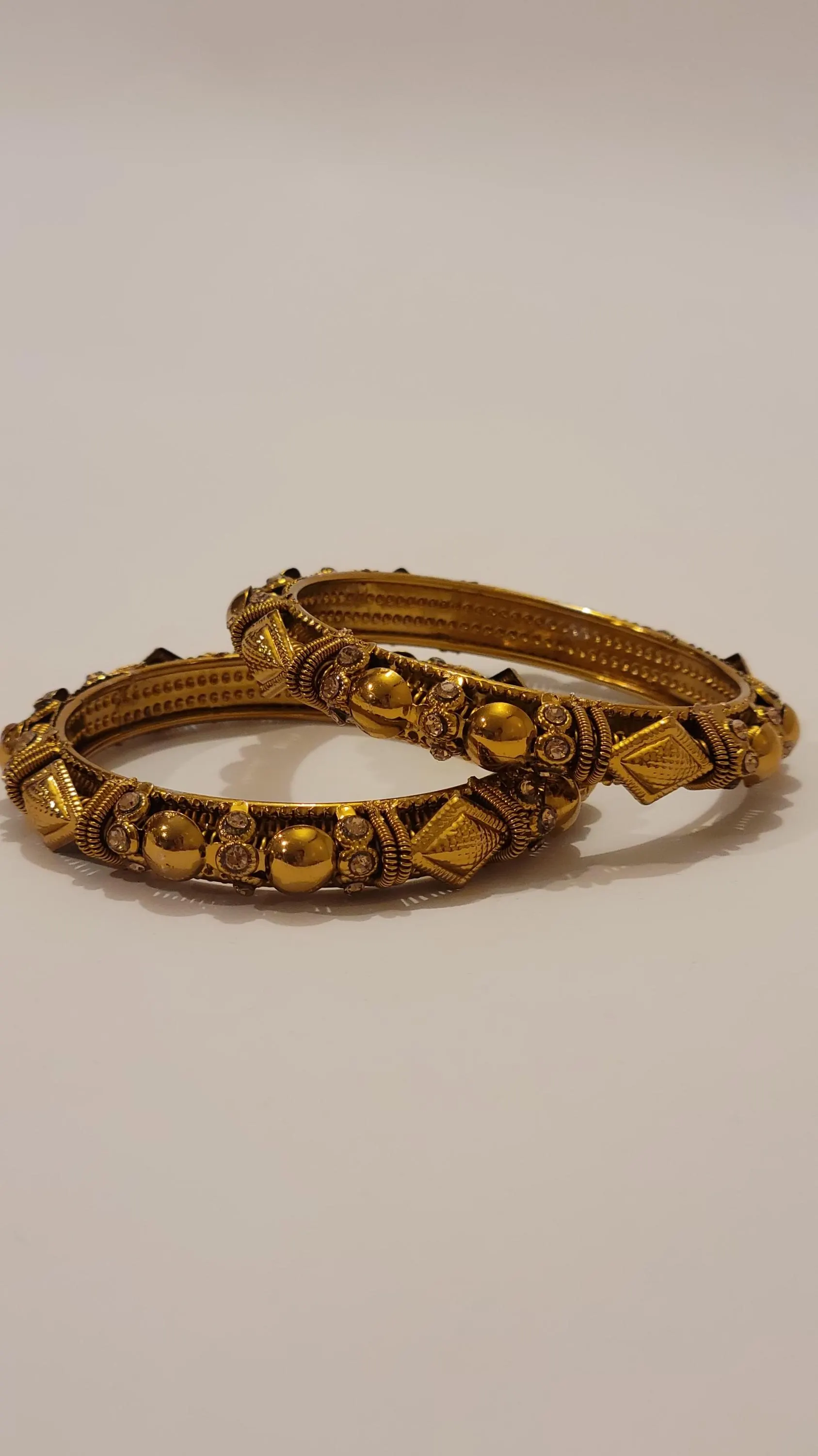 Oxidized Gold Bangles Set, Indian Tribal Jewelry (Size Large)