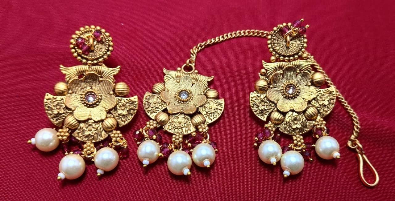 Rajwadi necklace/Choker set in floral design for wedding/engagement and party jewelry set - image 3