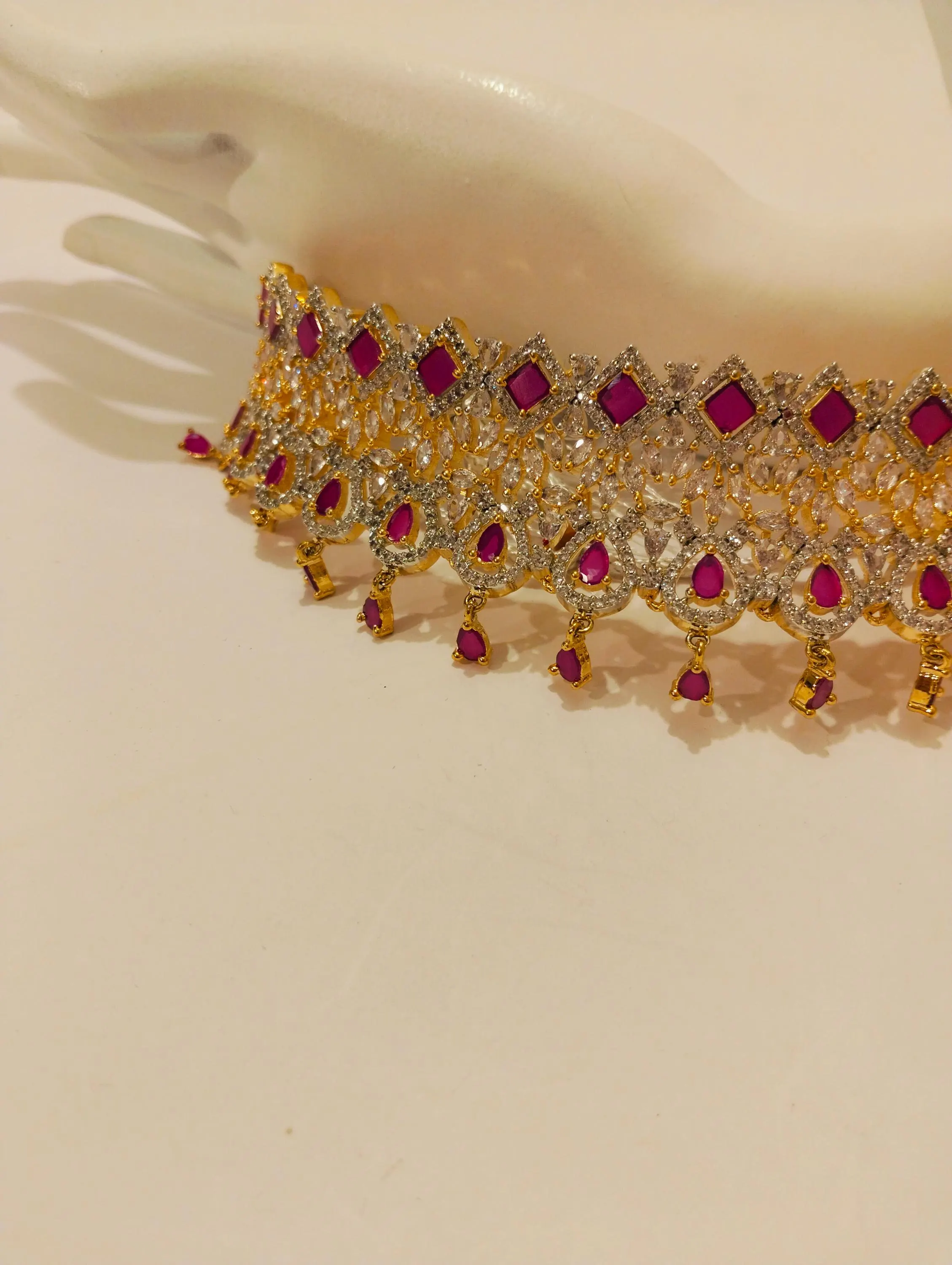 Zirconia Choker Set - Indian/Pakistani Bridal Jewelry