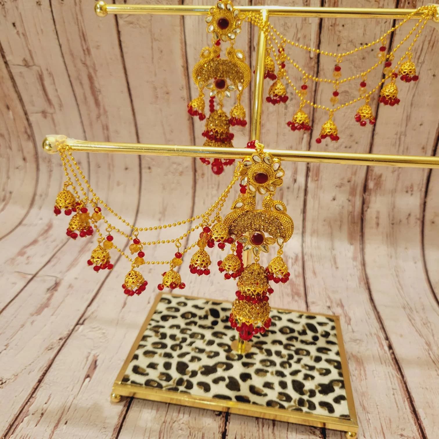 Sahara jhumky in champagne gold and Red gold color - image 4