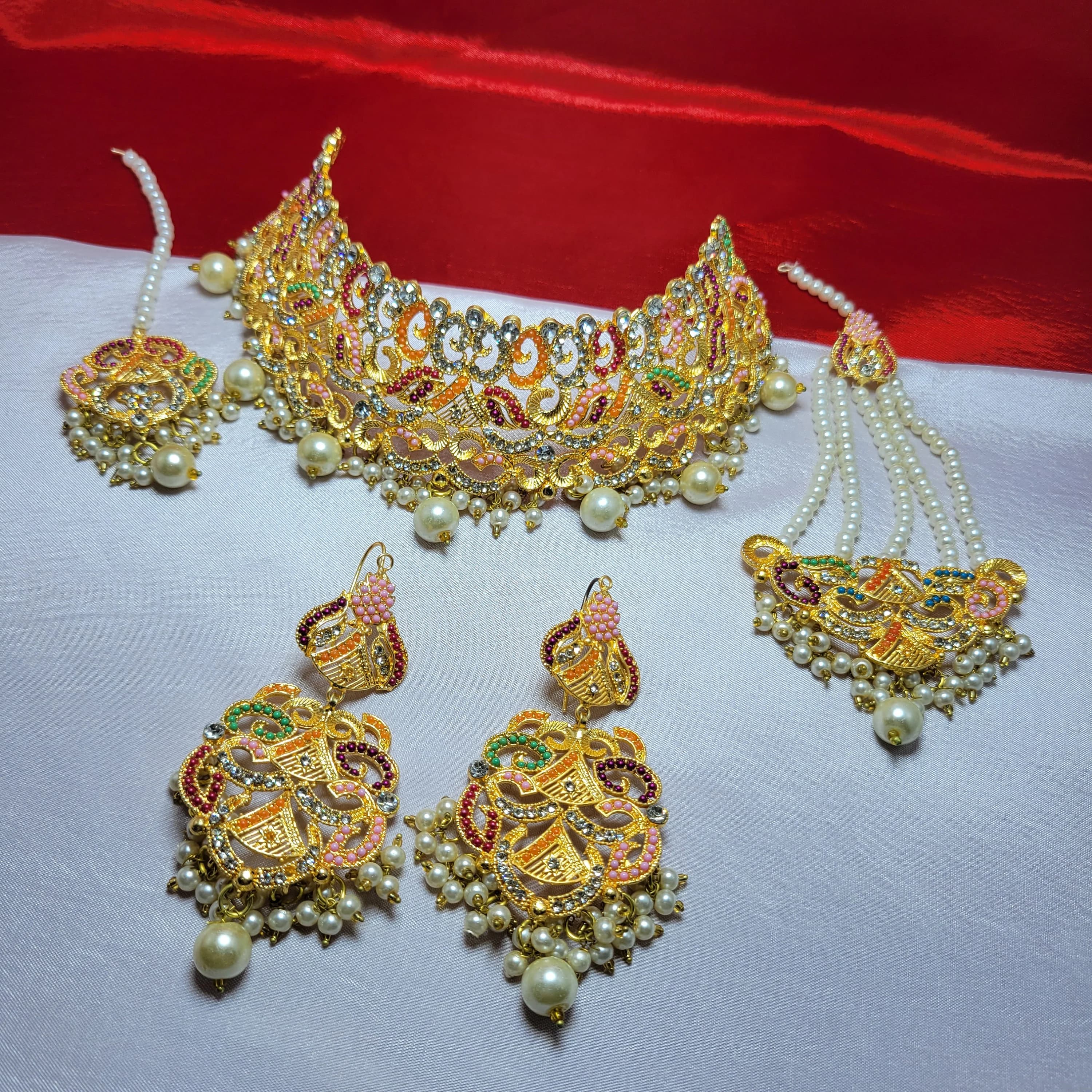 Bridal Choker Jewelry Set, Indian Pakistani Style