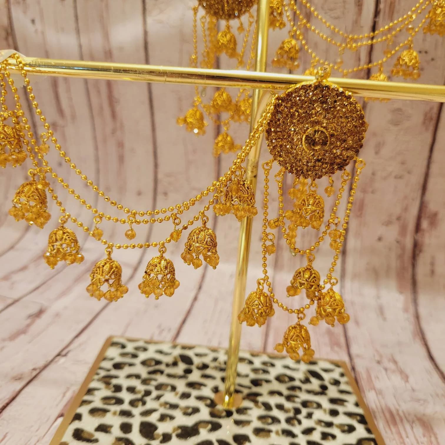 Sahara jhumky in champagne gold and Red gold color - image 3