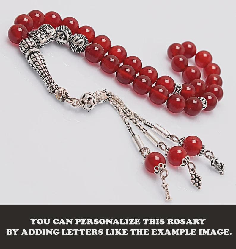 Real Lapis Lazuli Tasbih 33 Beads, Islamic Prayer Beads, Misbaha, 925 Silver Tassel, Tasbeeh, Sibha, 8mm Gemstone Rosary, Personalized Gift - image 5