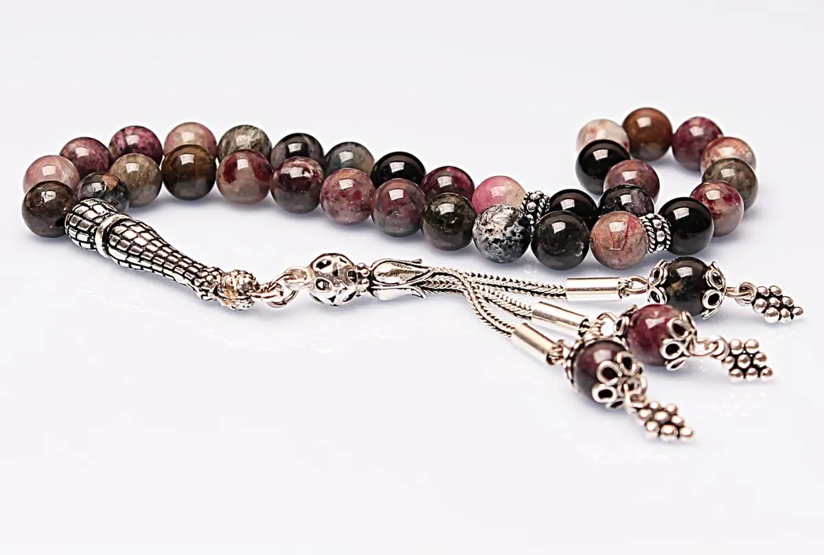 Real Tourmaline Islamic Prayer Beads, Personalized 33 Beads Tasbih For Men Women, 925 Sterling Silver, 8mm Gemstone Misbaha, Muslim Eid Gift - image 4