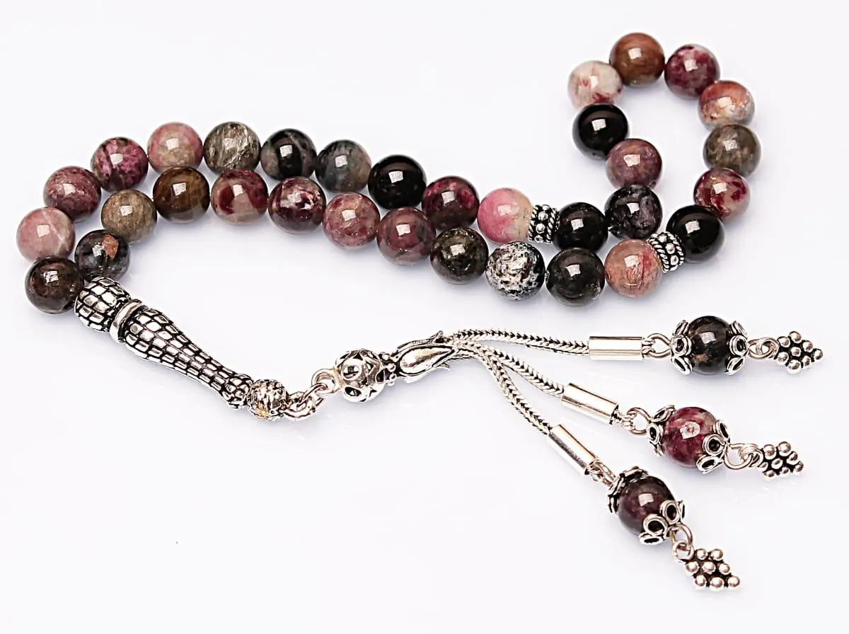 Real Tourmaline Islamic Prayer Beads, Personalized 33 Beads Tasbih For Men Women, 925 Sterling Silver, 8mm Gemstone Misbaha, Muslim Eid Gift - image 5