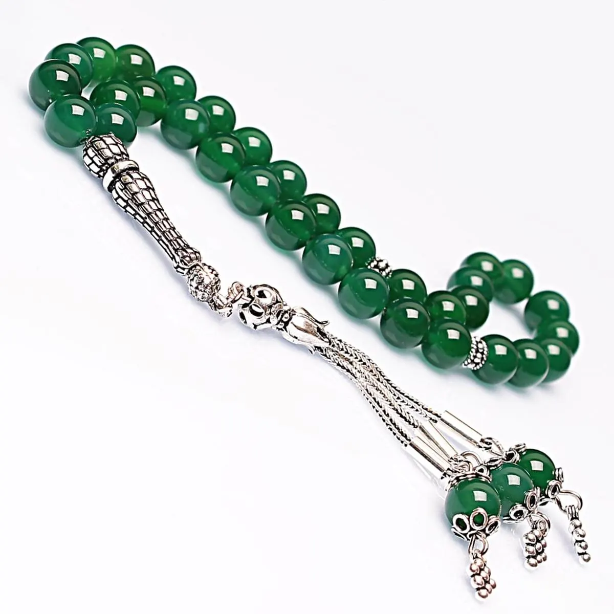Real Agate Islamic Prayer Beads, Personalized 33 Beads Tasbih For Men Women, 925 Sterling Silver, 8mm Gemstone Misbaha, Muslim Eid Gift