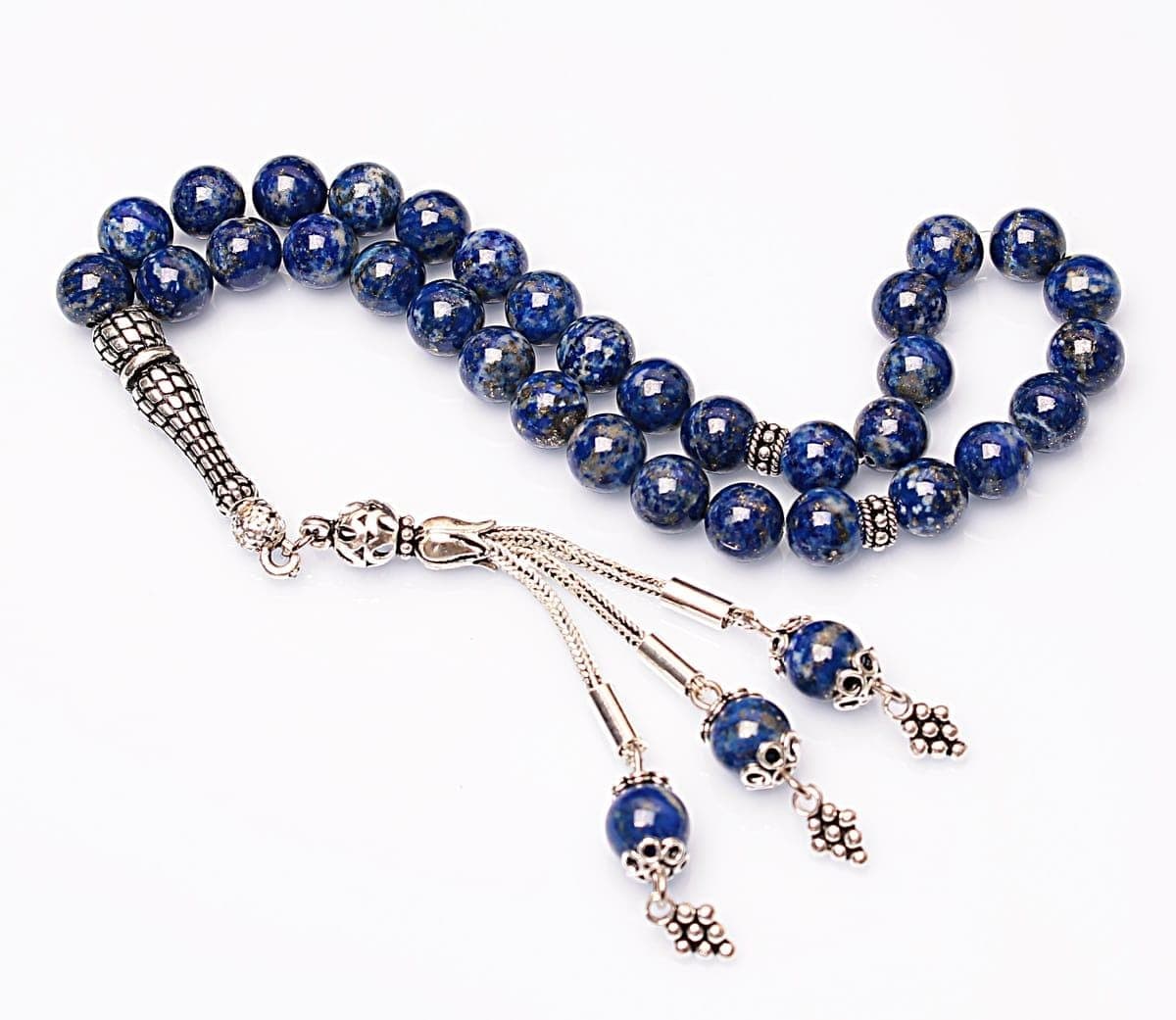 Real Lapis Lazuli Tasbih 33 Beads, Islamic Prayer Beads, Misbaha, 925 Silver Tassel, Tasbeeh, Sibha, 8mm Gemstone Rosary, Personalized Gift - image 4