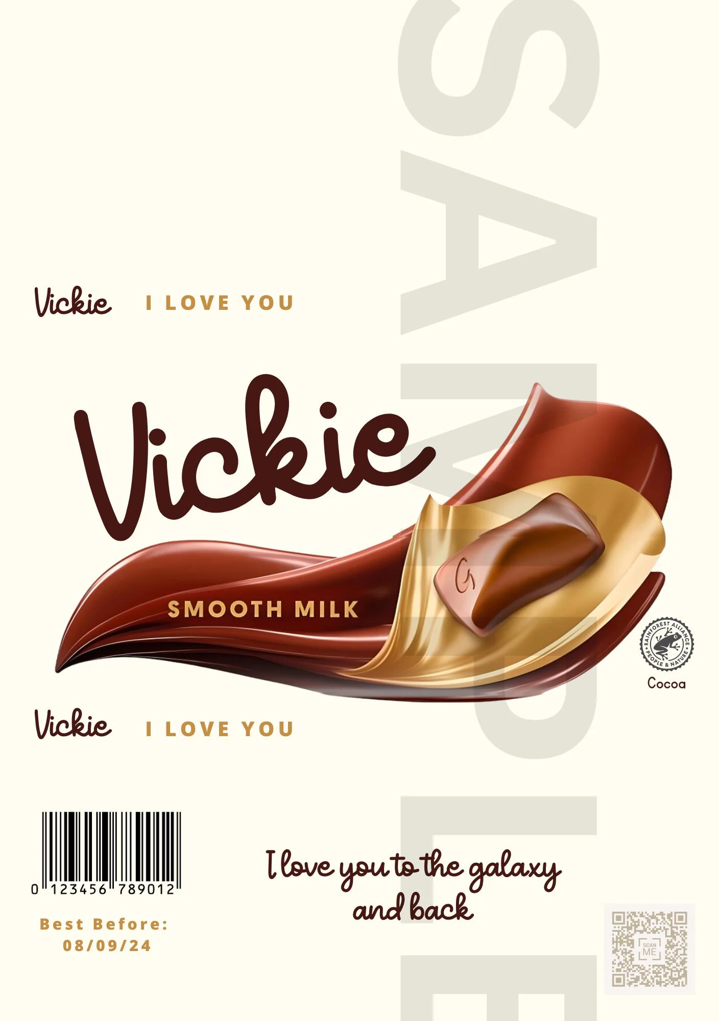 Personalised Galaxy Bar Wrapper - WRAPPER ONLY