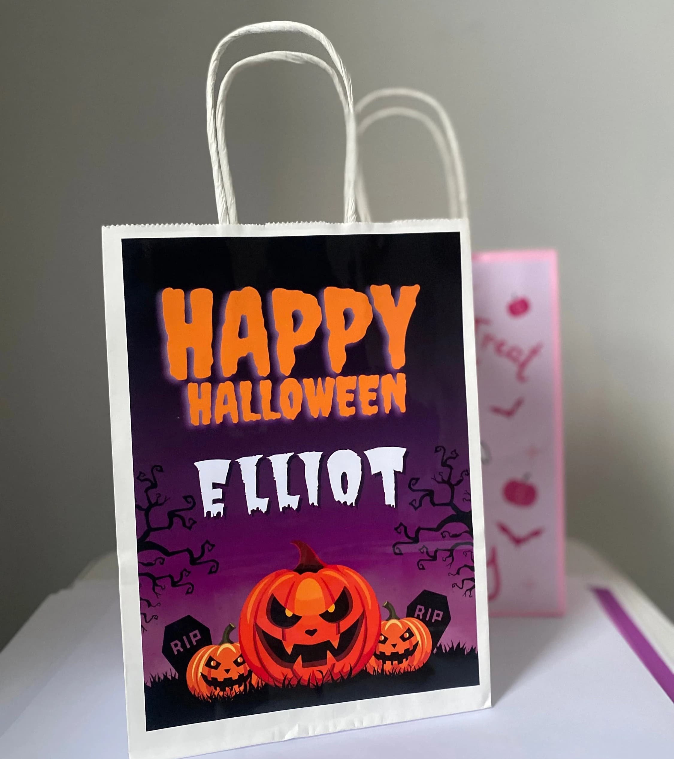 Personalized Halloween Pumpkin Trick or Treat Bag - image 4
