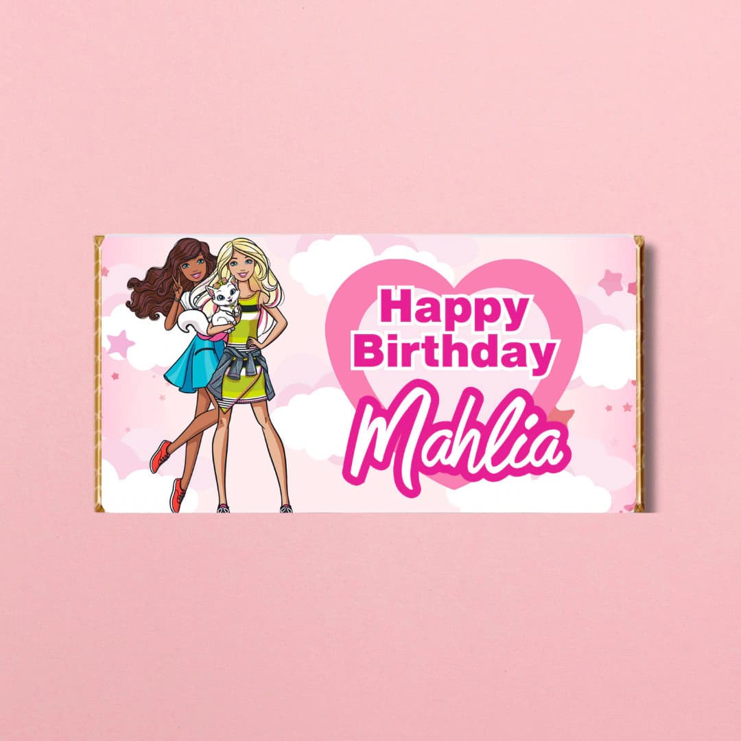 Personalised Fashion Doll Chocolate Bar Wrapper