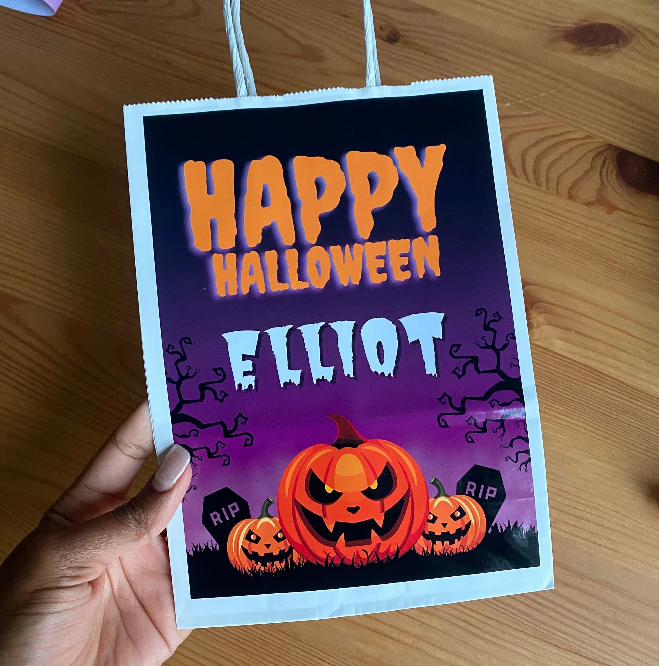 Personalized Halloween Pumpkin Trick or Treat Bag