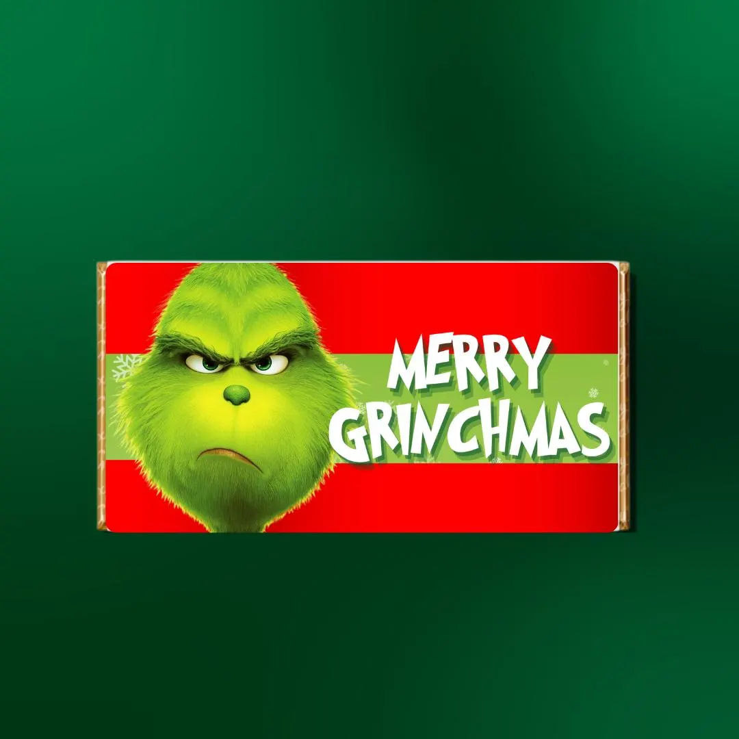 Personalised Christmas Grinch Theme Chocolate wrapper