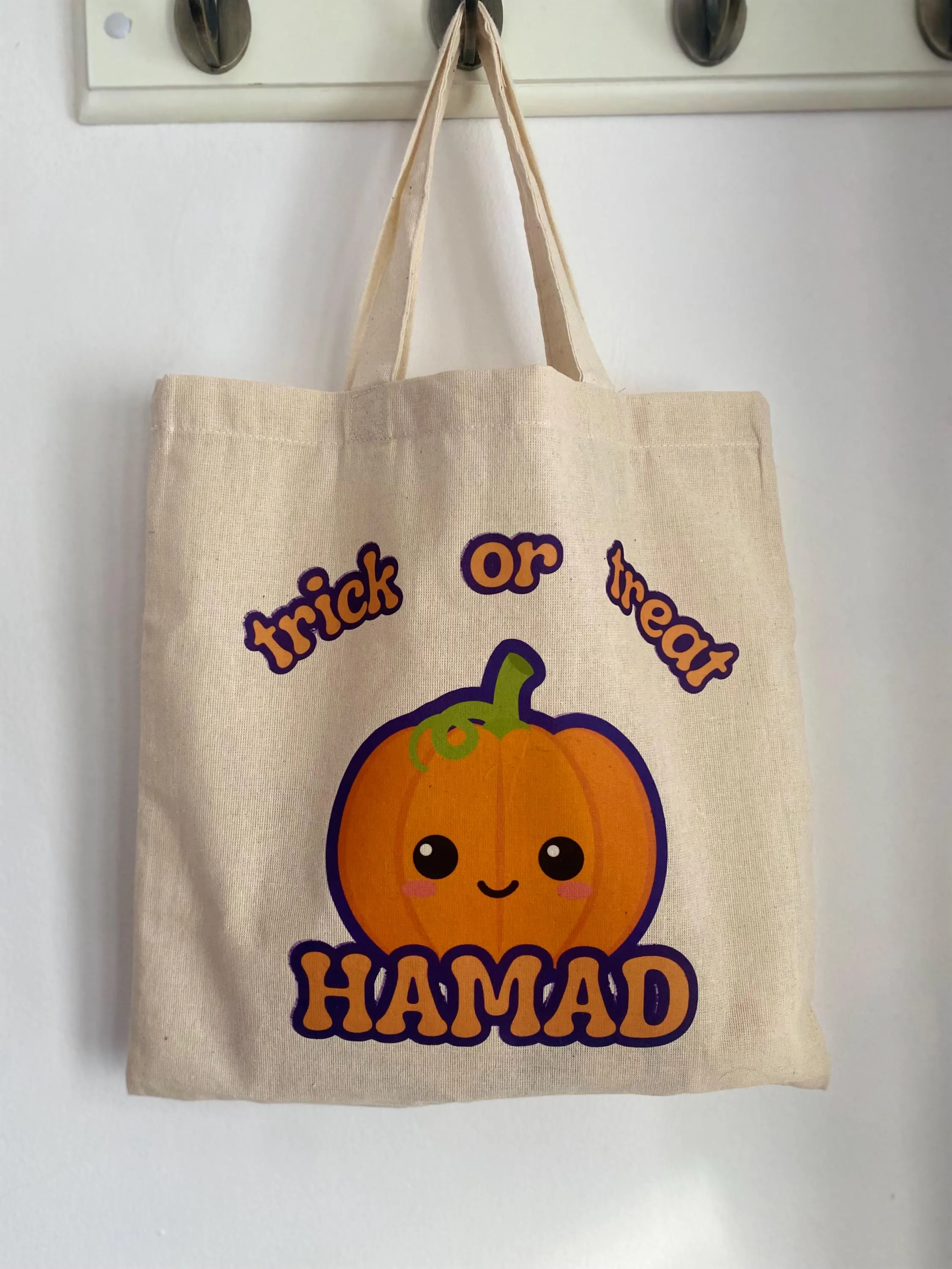 Personalised Halloween Canvas Treat Bag, Mini Tote