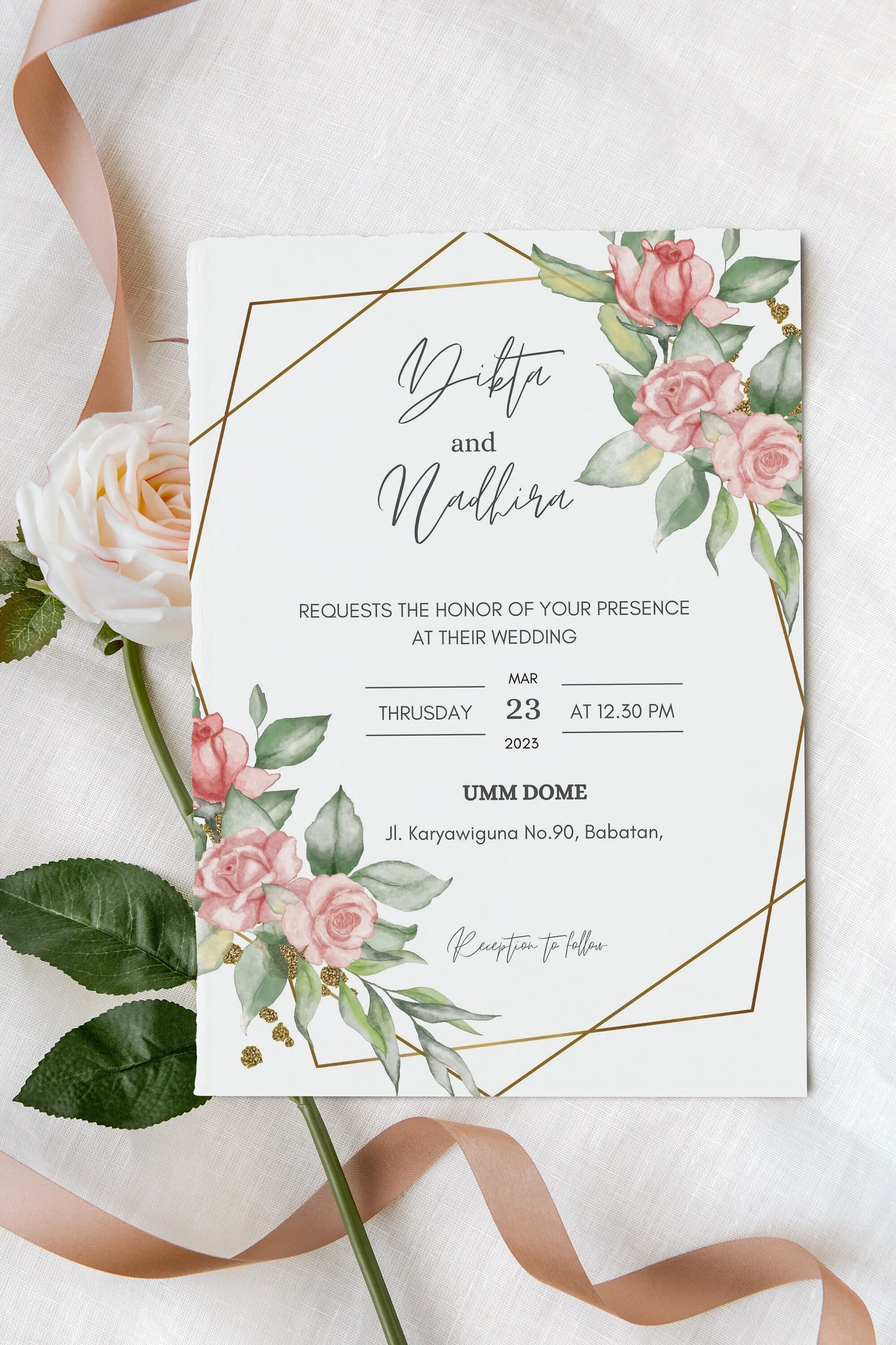 Digital Wedding Invitation, Electronic Wedding Invite, Digital Wedding card, Floral Wedding E-invite, Smartphone Einvite, Instant Download - image 4