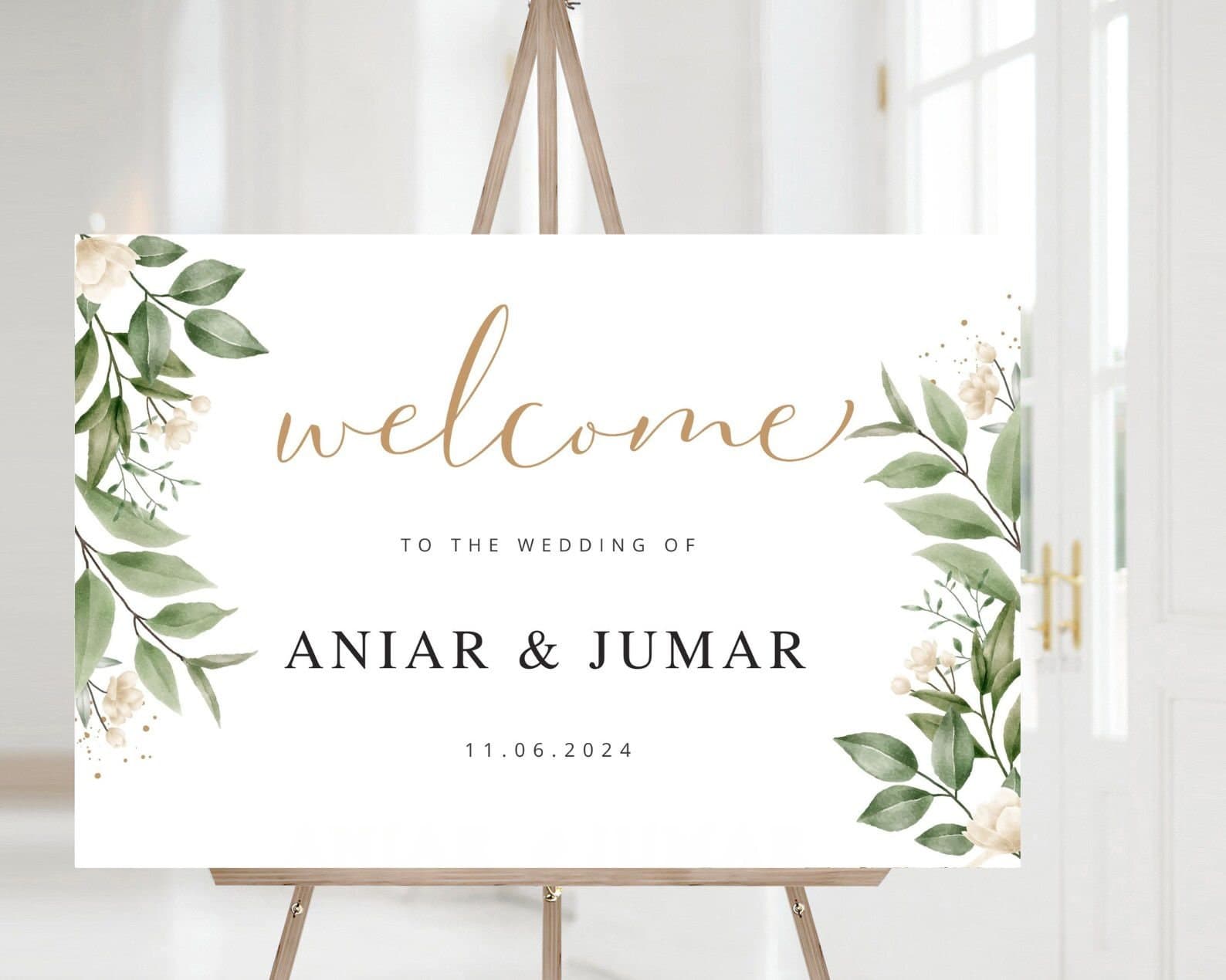 Editable Wedding Welcome Sign Template, Floral Welcome Board Template, Greenery Welcome Poster, Printable Custom Welcome Signage