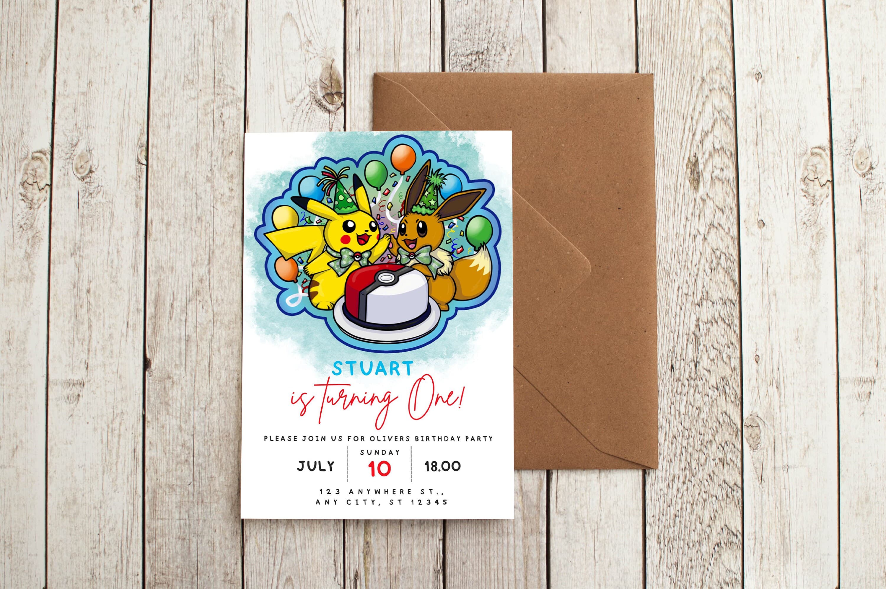 Pokemon Birthday Invitation, Digital Kids Birthday invite, Birthday invitation, Pikachu invite, Pokemon invite,  Kids Party Invite - image 4