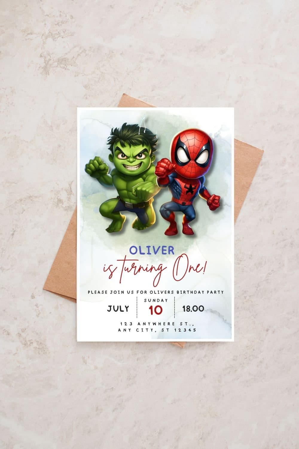 Superhero Birthday Invitation Template, Digital Kids Party, Hulk Spiderman invitation, Editable Birthday Party Invitation, Party invite - image 4