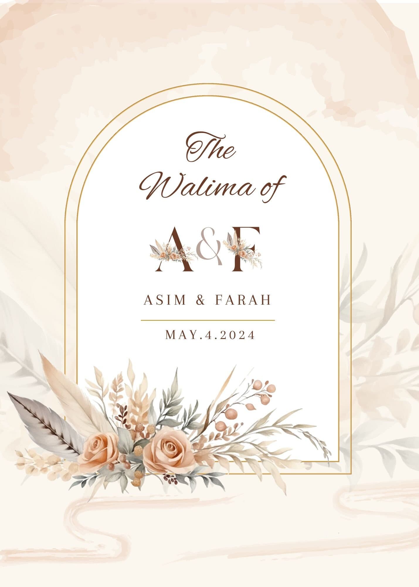 Digital Muslim Wedding Invitation Template, Beige Rose Floral Nikah Wedding Invitation, Editable Muslim Invitation, Animated Wedding invite - image 4