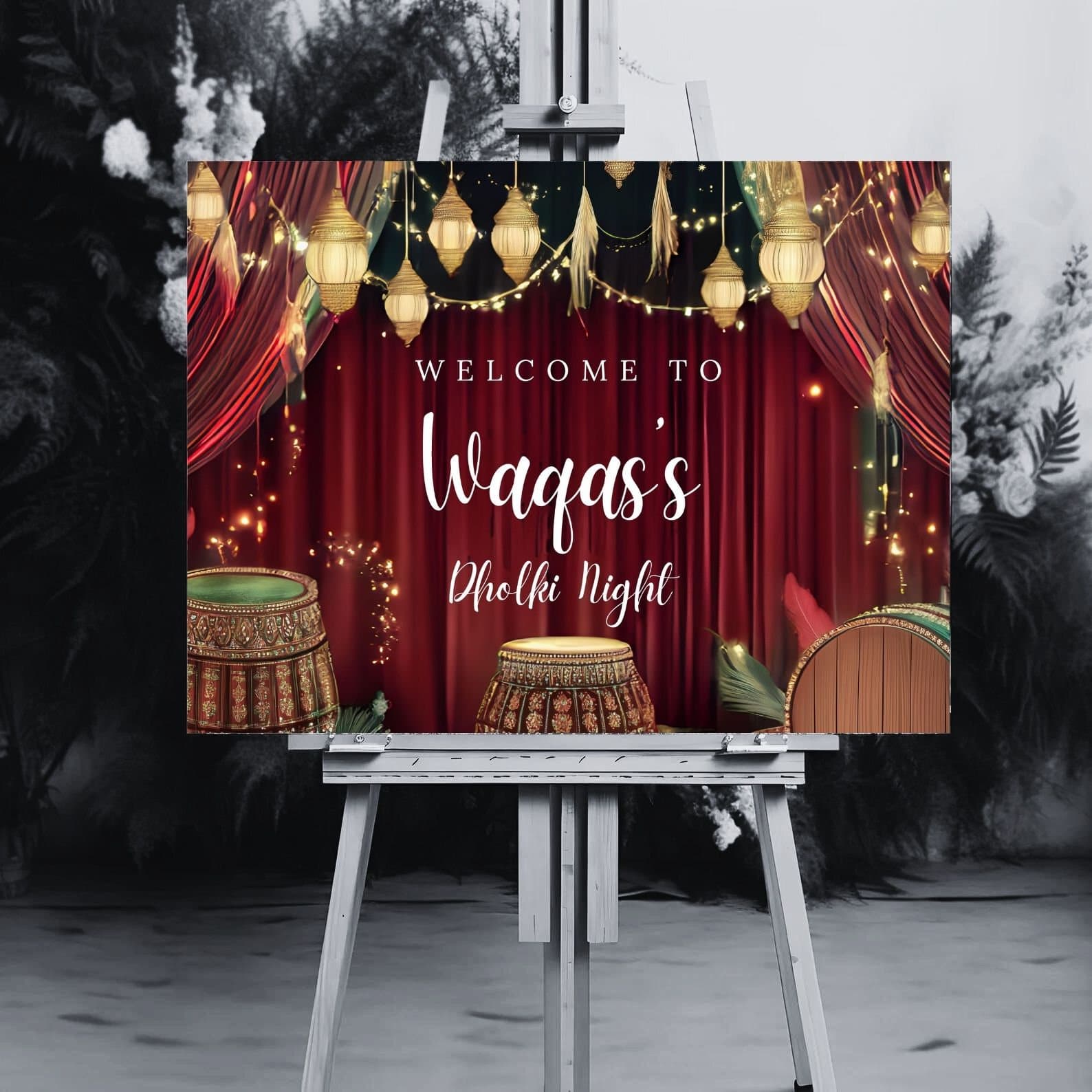 Dholki Welcome Sign, A1, A2, A3, A4, Pakistani Wedding, Dholak Night, Muslim Dholak Welcome Sign, Colourful Dholki Sign, Mehndi Welcome Sign - image 4