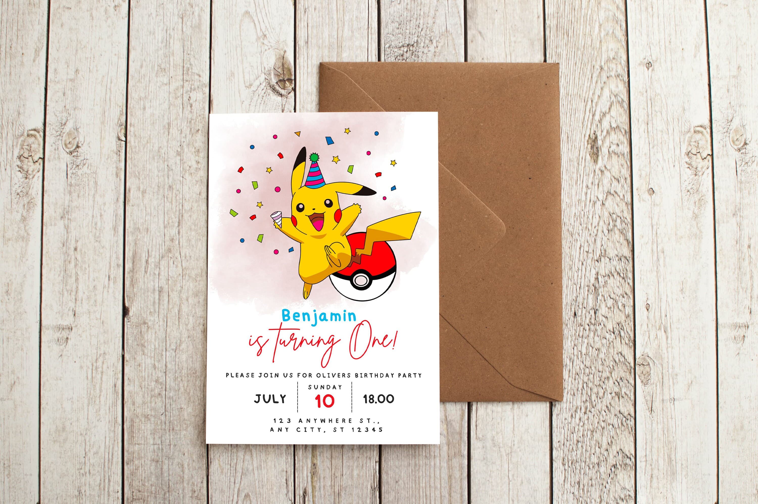 Pikachu Birthday Invitation, Digital Kids Birthday invite, Birthday invitation, Pikachu invite, Pokemon invite,  Kids Party Invite - image 3