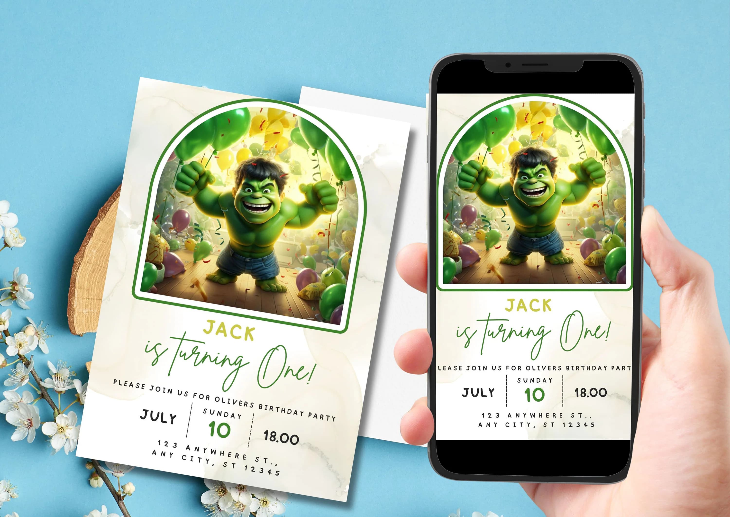 Cute Hulk Birthday Invitation Template, Digital Kids Party Template, Baby Hulk invitation, Editable Birthday Party Invitation, Party invite