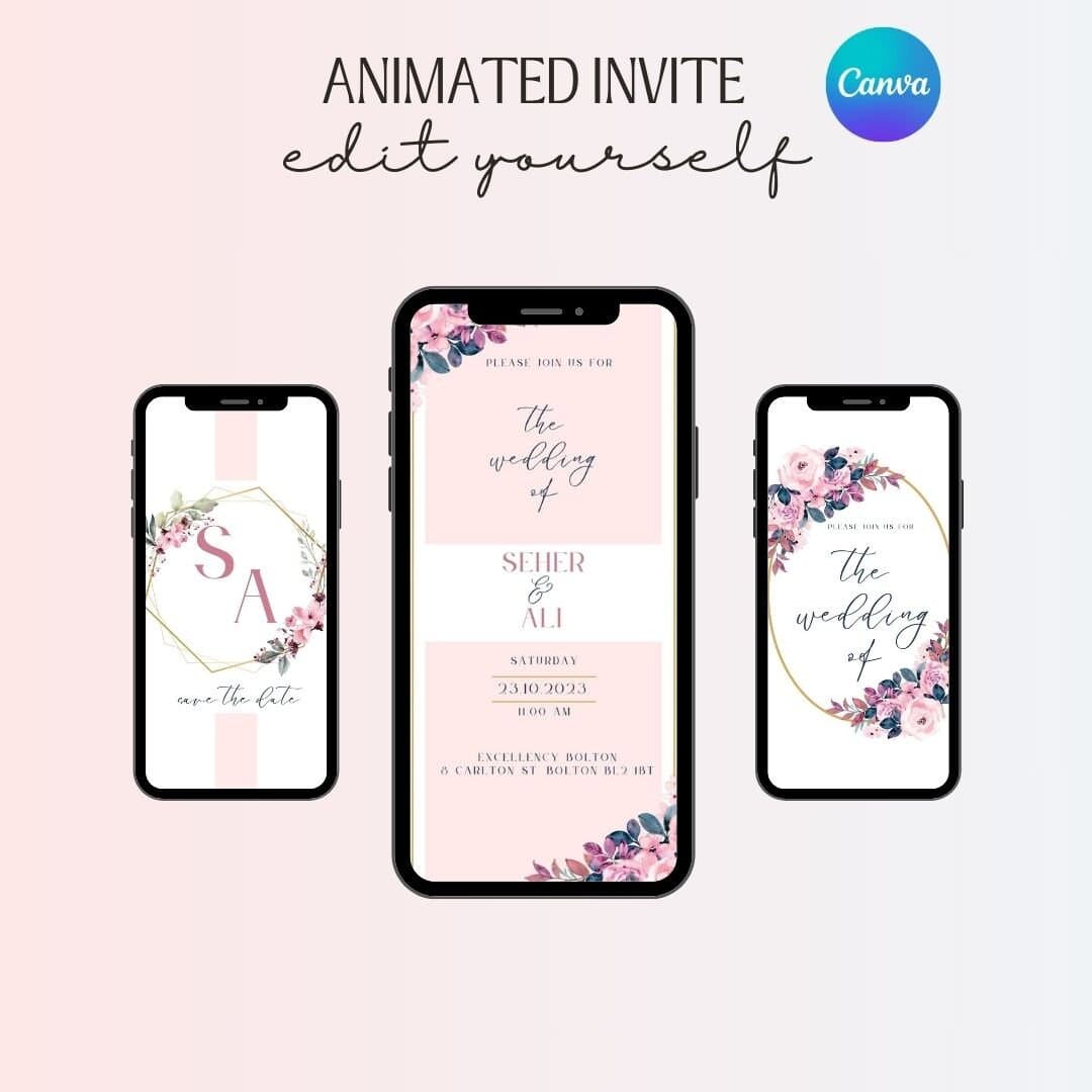 Animated Wedding Invitation Video Template, Wedding card Video Invitation Template Canva, Canva Wedding Invitation Digital Video - image 3