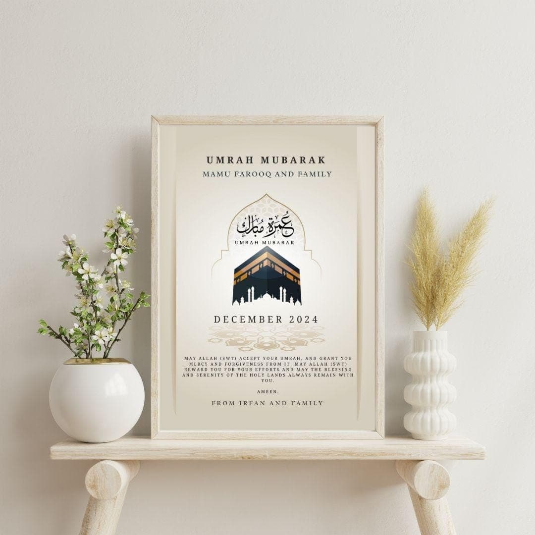Personalised Umrah Mubarak, Muslim Umrah gift, Umrah Mubarak gifts, Umrah print, Islamic Umrah poster, Wall Art, Personalised Umrah frame - image 3