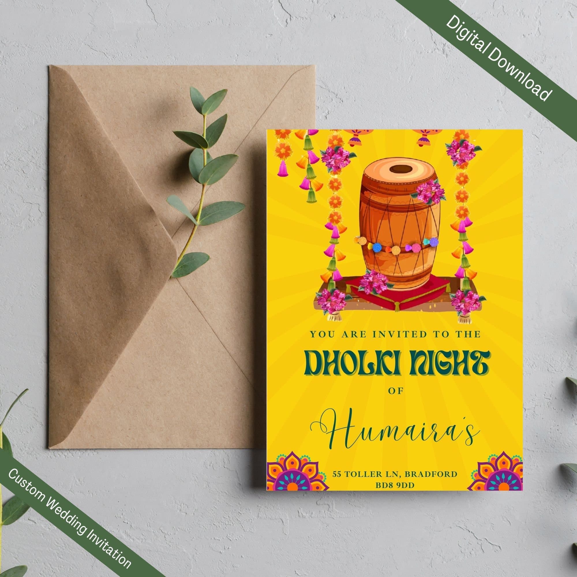 Dholki invite, Dholki invitations, Mehndi Night invites & Mehndi invite, Mehendi invitations, Wedding invitation, Muslim wedding invite - image 3