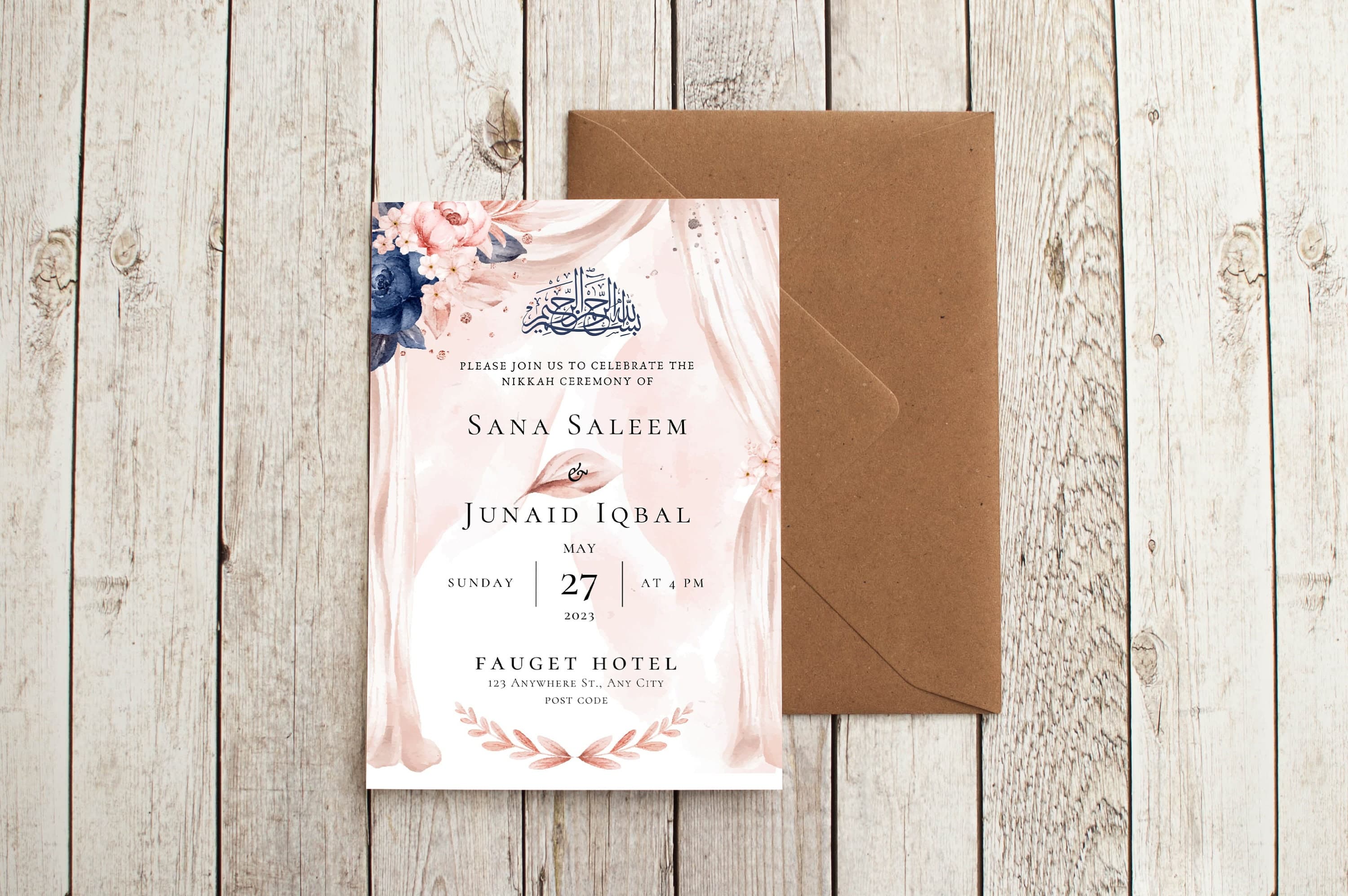 Editable Muslim Wedding Invitation, Modern Nikkah Invitation, Animated Wedding Invitation, Wedding Invite, Islamic wedding invite, Floral - image 4