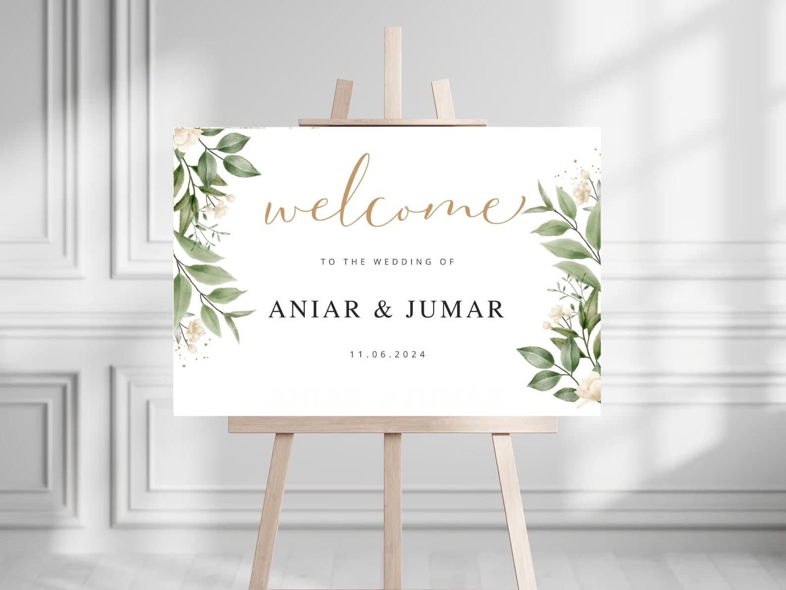 Editable Wedding Welcome Sign Template, Floral Welcome Board Template, Greenery Welcome Poster, Printable Custom Welcome Signage - image 5