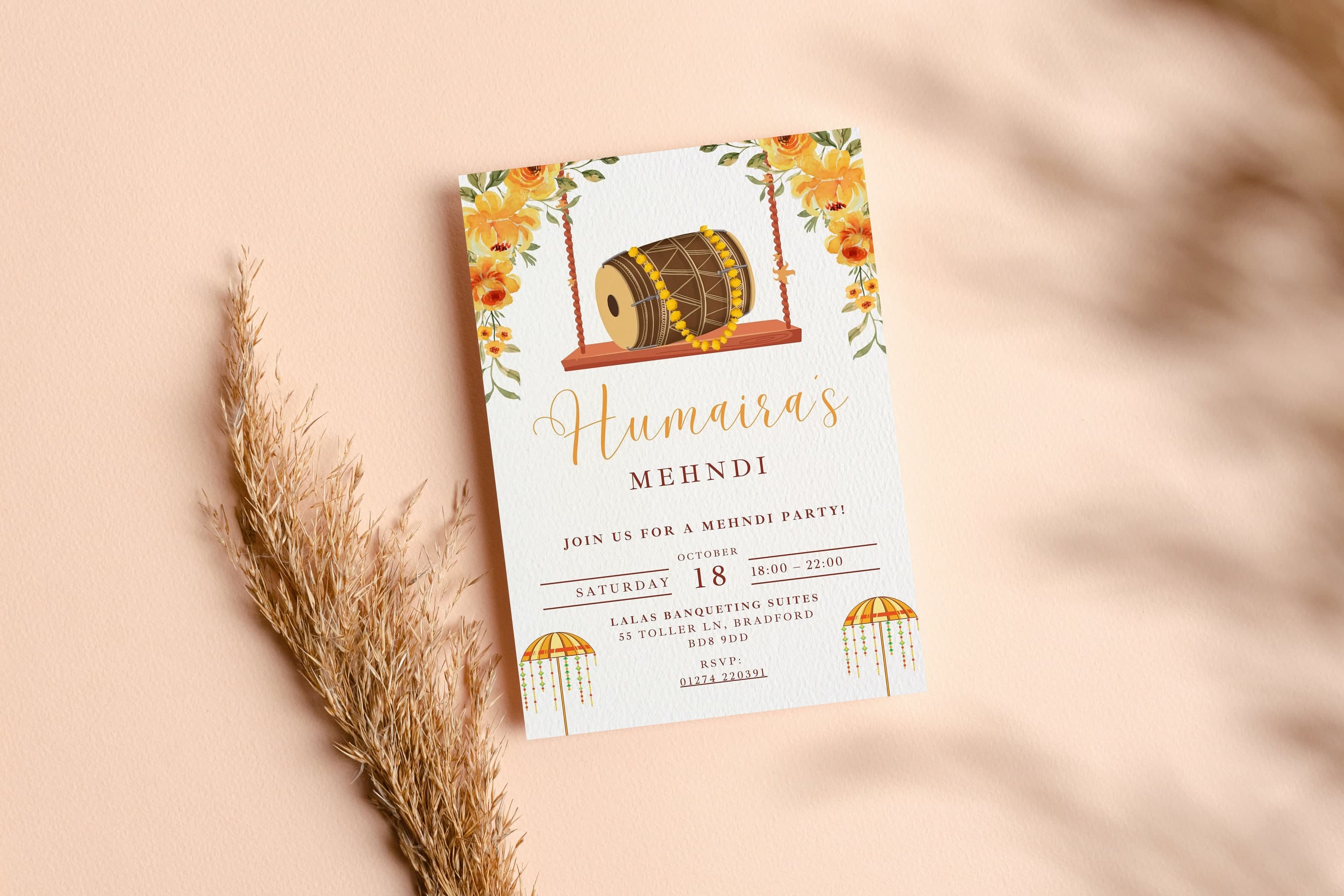 Digital Mehndi Invitation Template, Henna invite, Animated Mehndi Invite, Dholki Invitation, Mehendi invitation, Mayoun Mayun Haldi invite - image 4