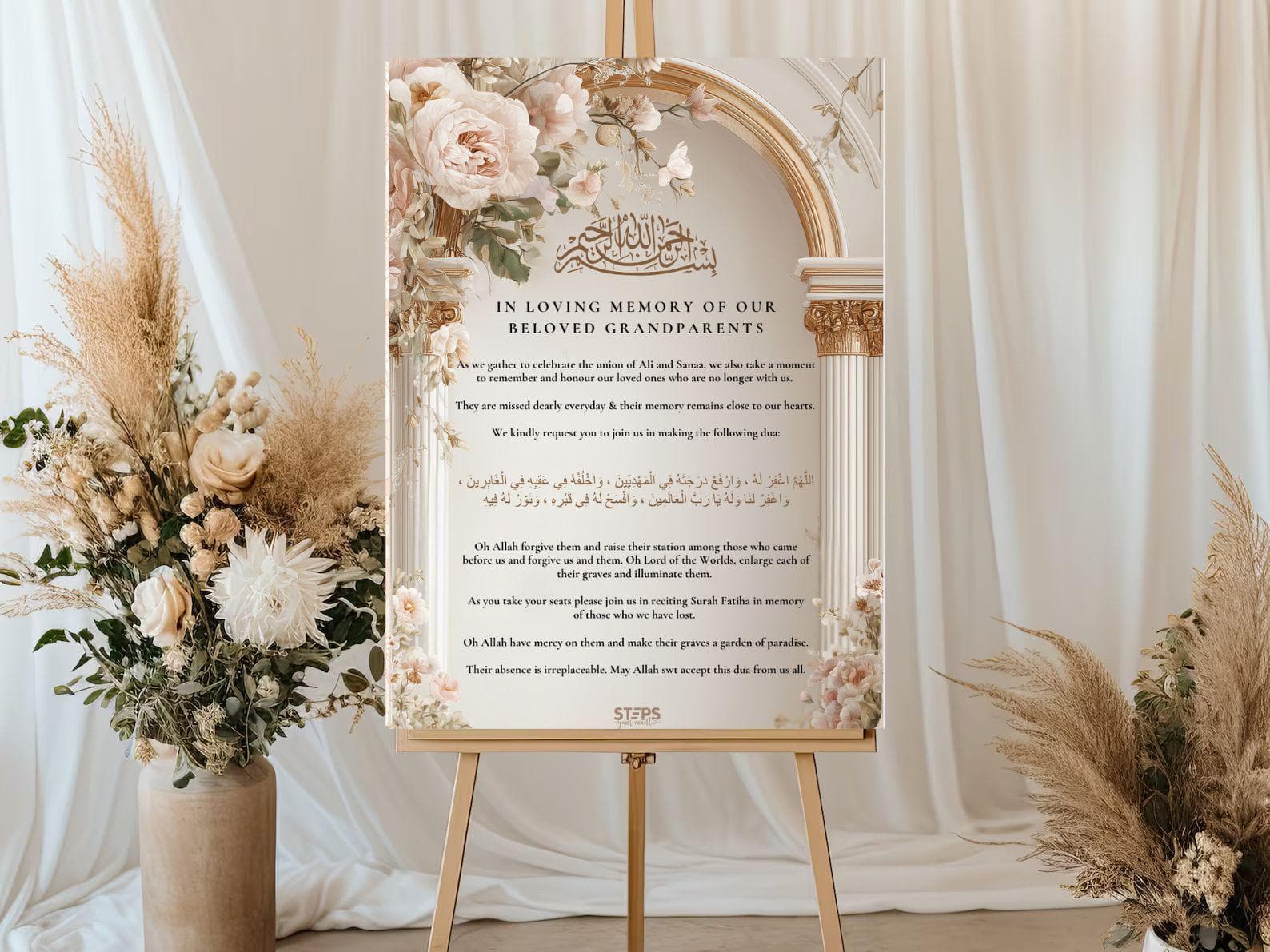 Personalised In Memory Of Sign, Printable In Loving Memory Sign for Wedding, Islamic Memorial Sign, Memory Sign Board, Muslim Welcome Sign