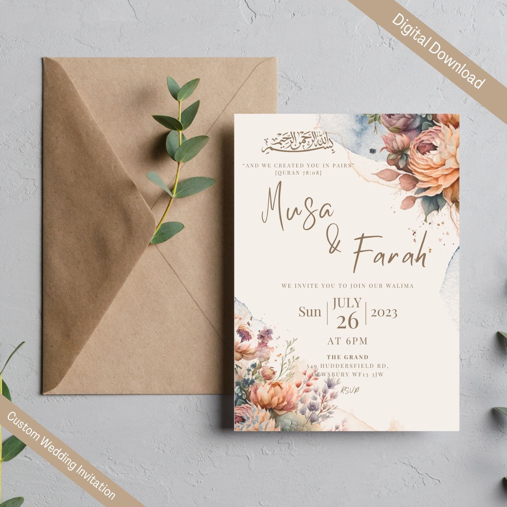 Editable Digital Muslim Wedding Invitation Template Nikkah Walimah Shaadi Baraat, Animated Wedding Invitation, Wedding Invite, einvite, card - image 3