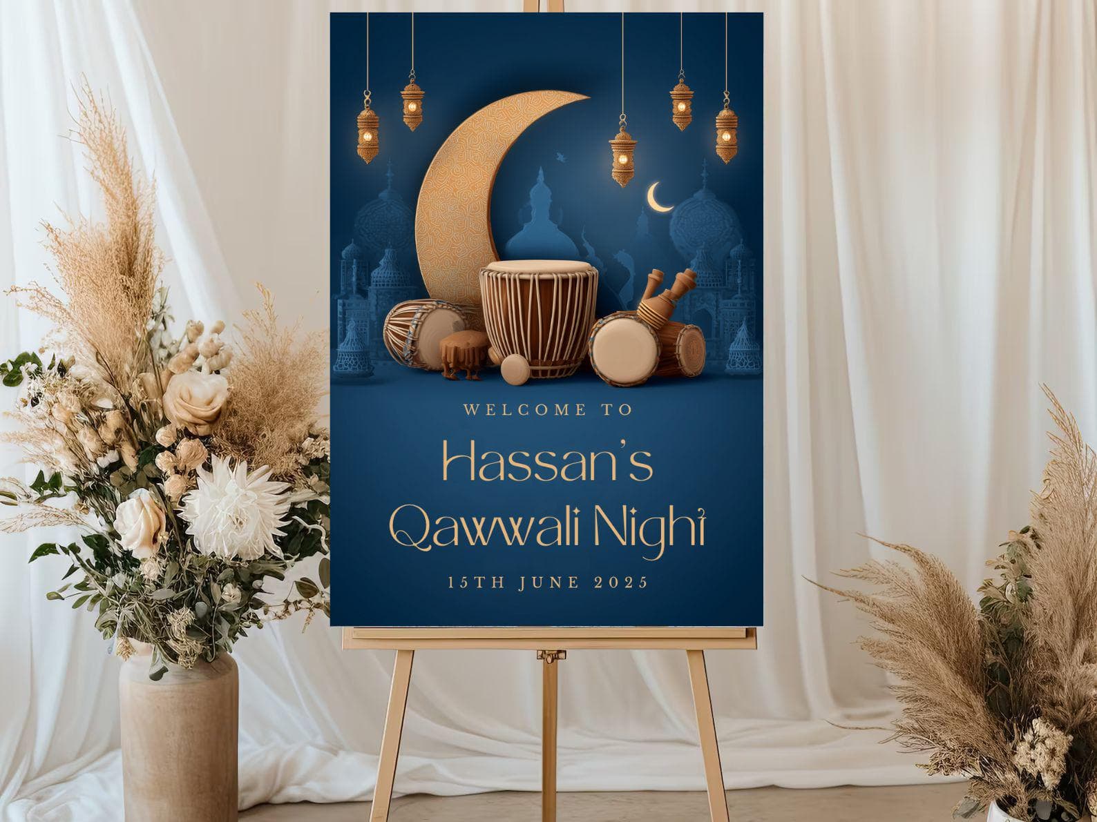 Qawwali Night Welcome Sign, A1, A2, A3, A4, Custom Qawwali Event, Qawwali Party Invitation, Qawaali Poster,Sufi Night Decor,Desi Music Night - image 3