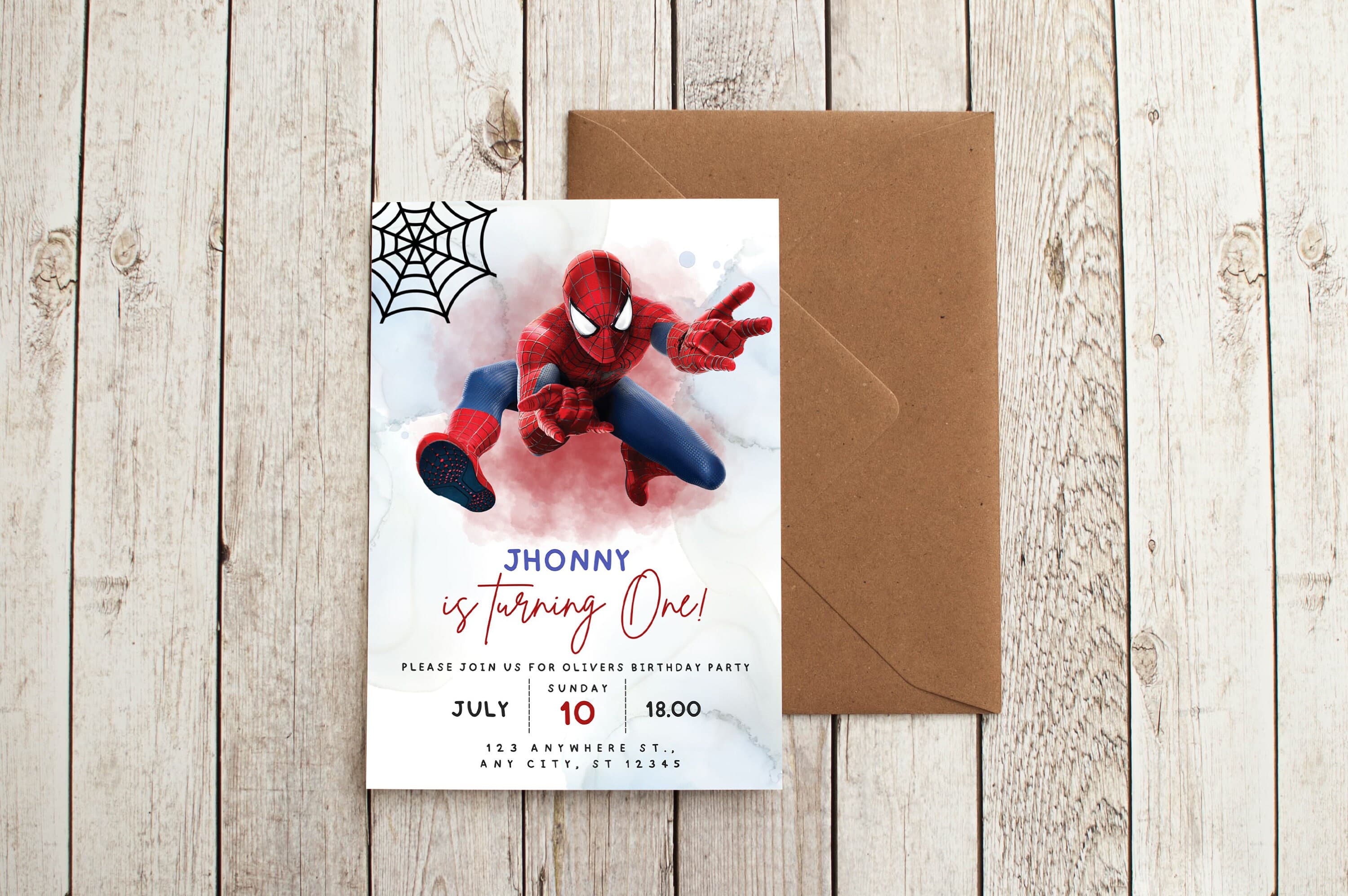 Editable spiderman Birthday Invitation, Digital Kids Birthday invite, Birthday invitation, Birthday Party Invitation, spiderman card, invite - image 5