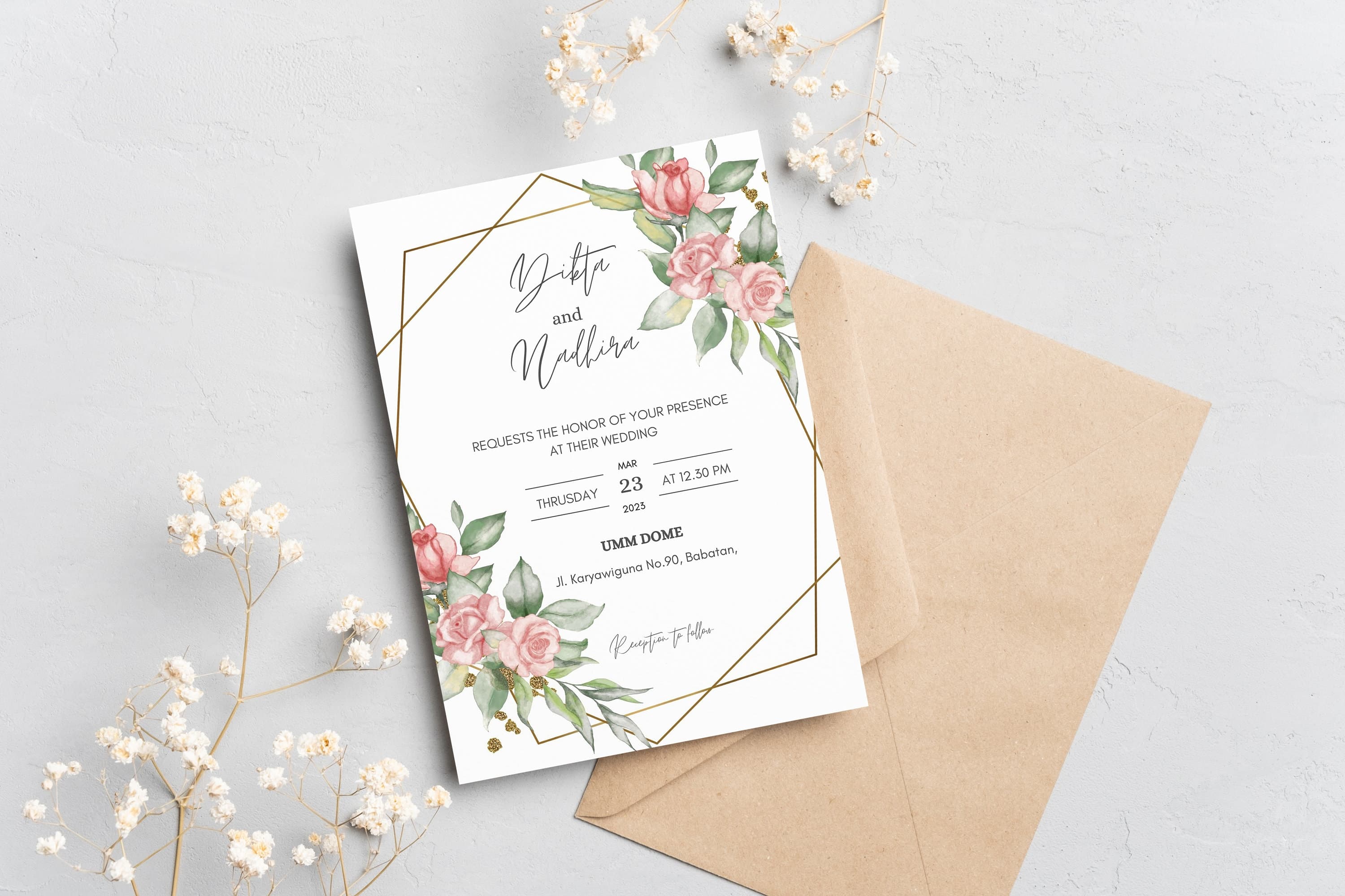 Digital Wedding Invitation, Electronic Wedding Invite, Digital Wedding card, Floral Wedding E-invite, Smartphone Einvite, Instant Download - image 5