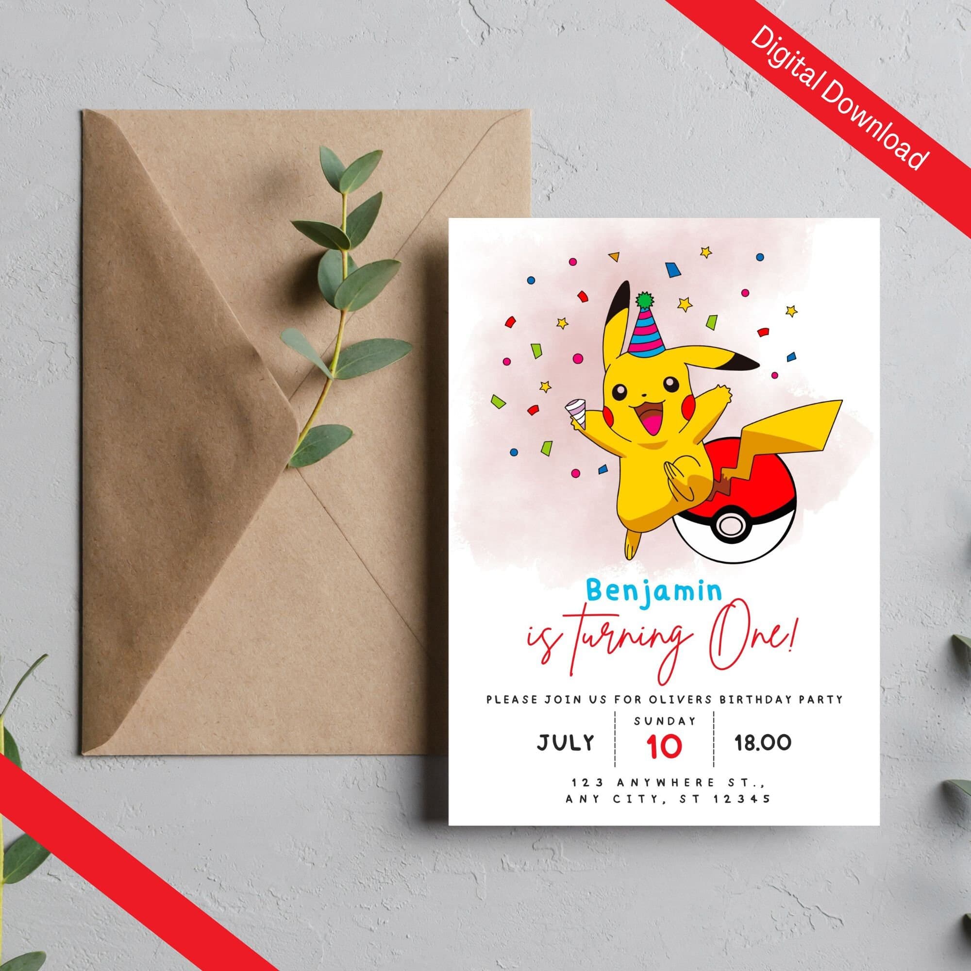 Pikachu Birthday Invitation, Digital Kids Birthday invite, Birthday invitation, Pikachu invite, Pokemon invite,  Kids Party Invite - image 5
