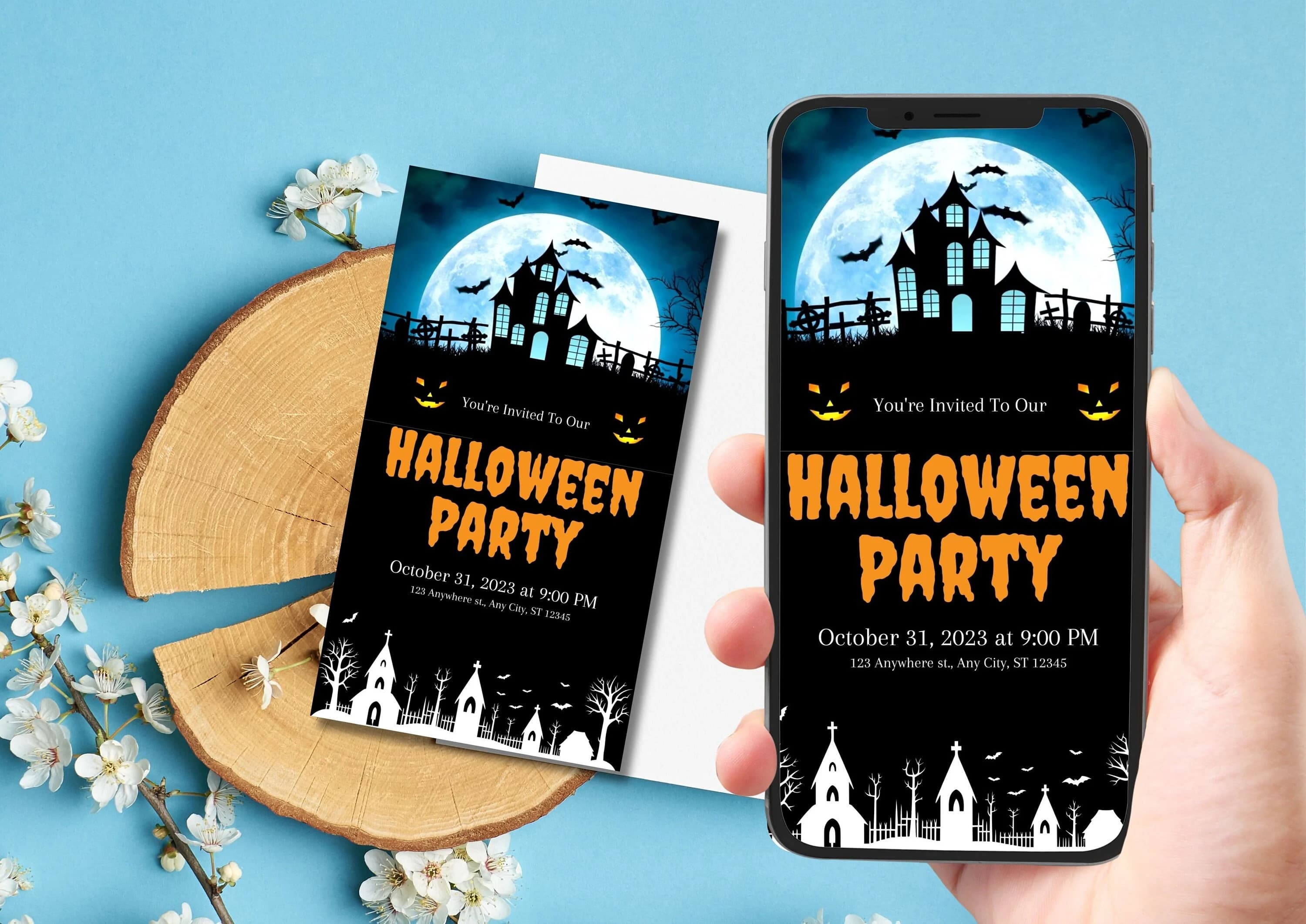 Halloween Party Invitation, Editable Ghost Invitations, Halloween Birthday Invite, Halloween Party Invite, Haunted House, Animated invite
