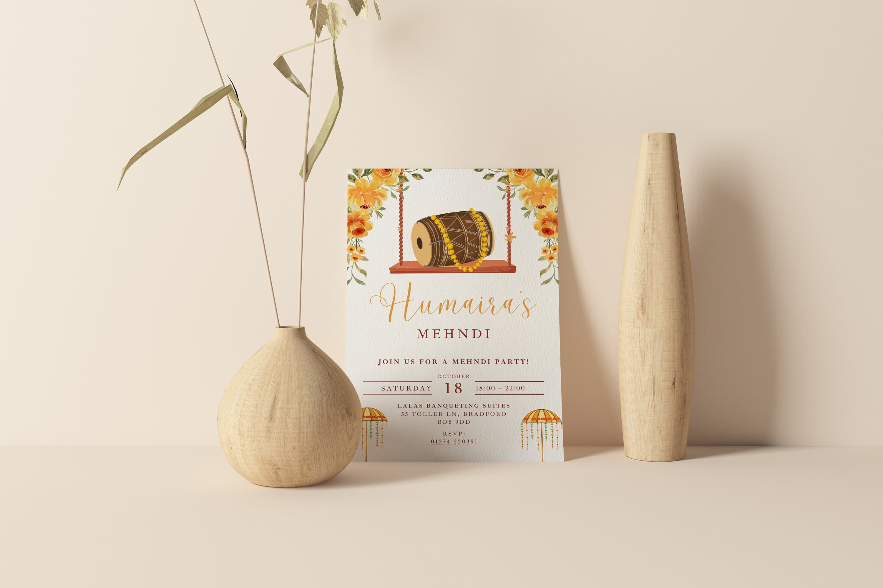 Digital Mehndi Invitation Template, Henna invite, Animated Mehndi Invite, Dholki Invitation, Mehendi invitation, Mayoun Mayun Haldi invite - image 3