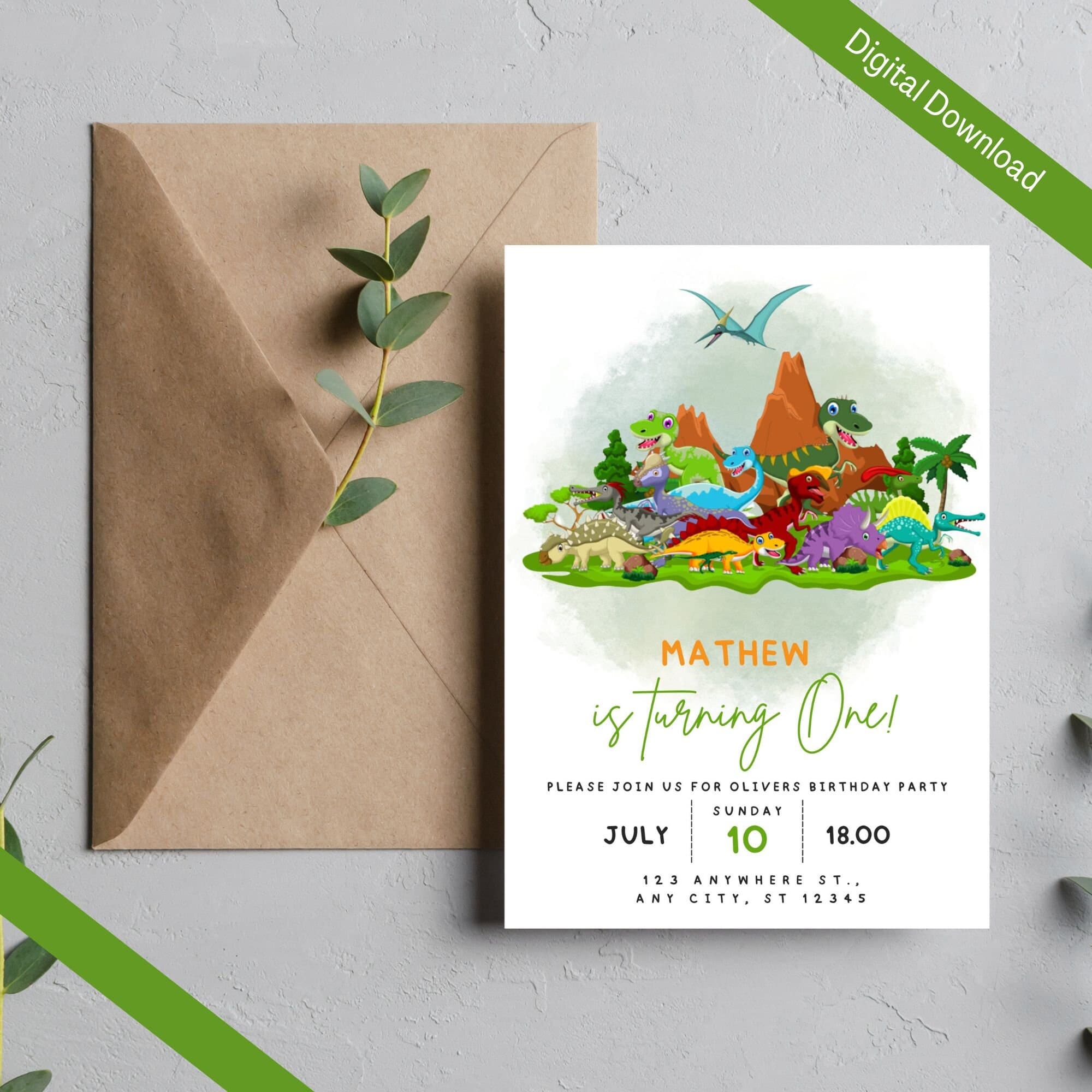 Editable Dinosaur Birthday Invitation, Digital Kids Birthday invite, Dinosaur Birthday invitation, Birthday Party Invitation, Dinosaur card - image 3